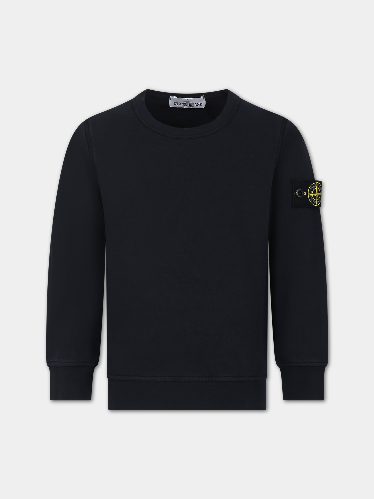 Felpa blu per bambino con logo iconico,Stone Island Junior,801661340 V0020