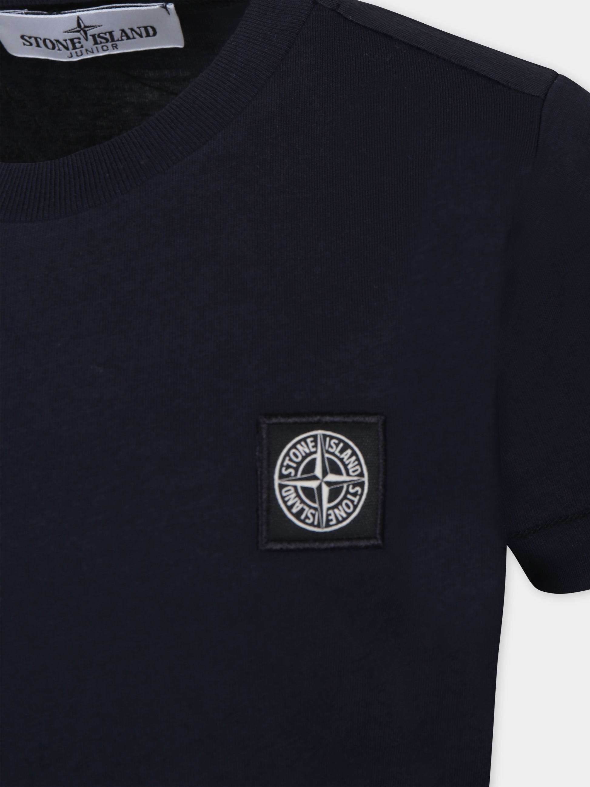 T-shirt blu per bambino con logo,Stone Island Junior,801620147 V0020