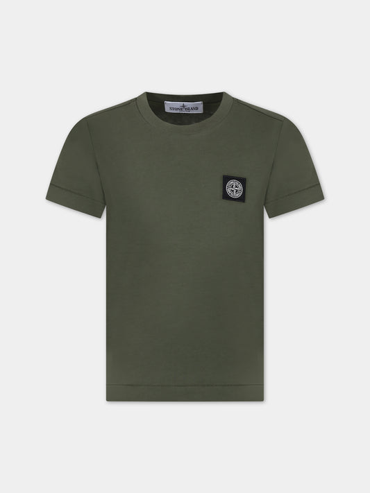 T-shirt verde per bambino con logo,Stone Island Junior,801620147 V0058