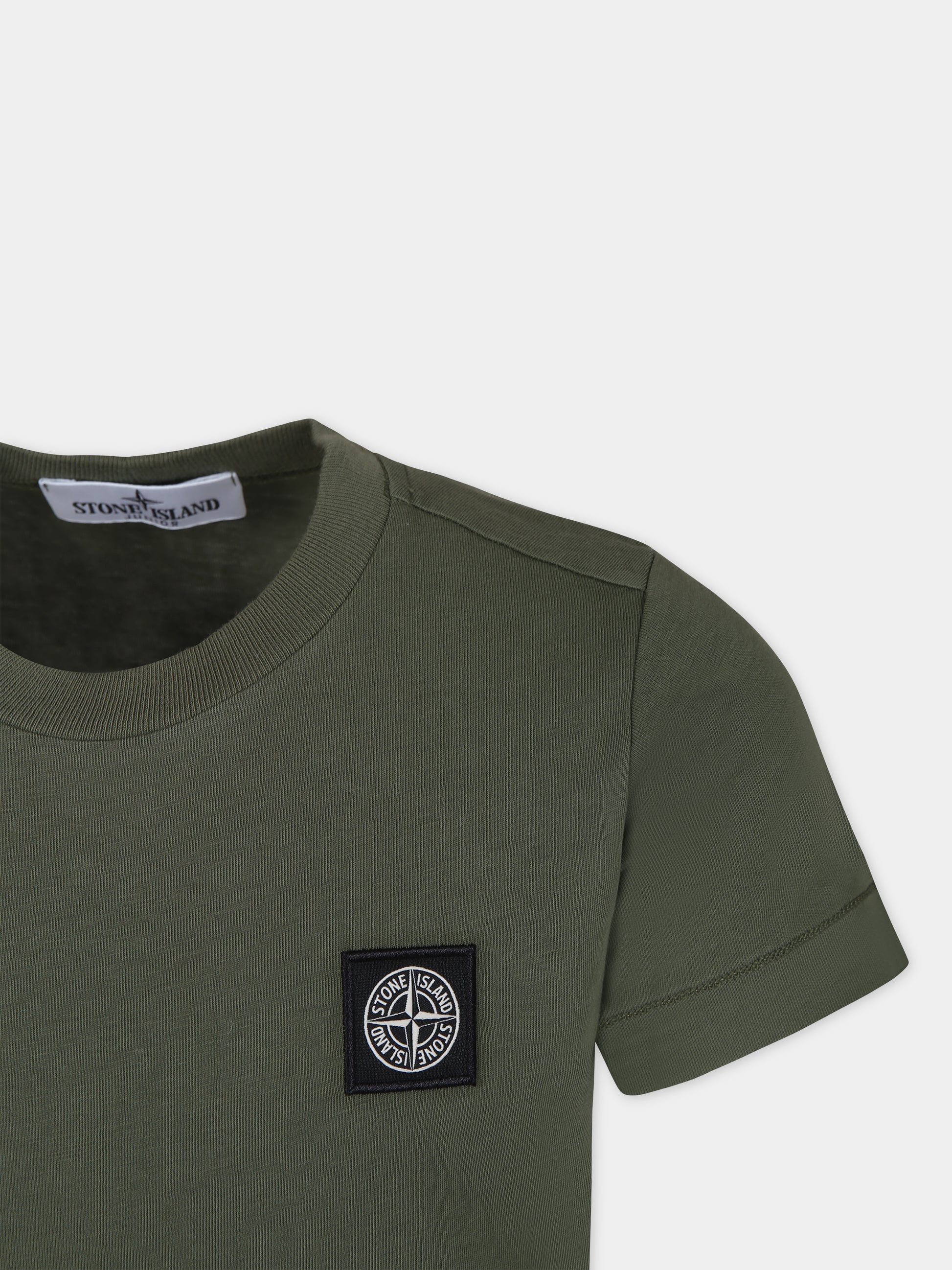 T-shirt verde per bambino con logo,Stone Island Junior,801620147 V0058