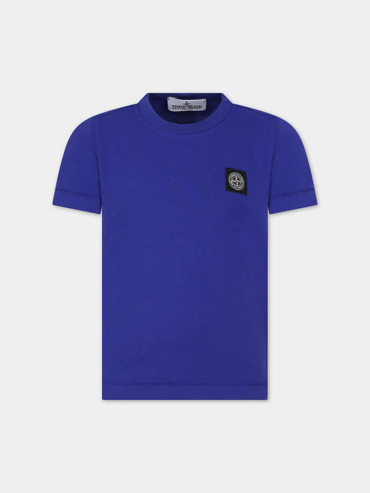 T-shirt azzurra per bambino con logo,Stone Island Junior,801620147 V0022