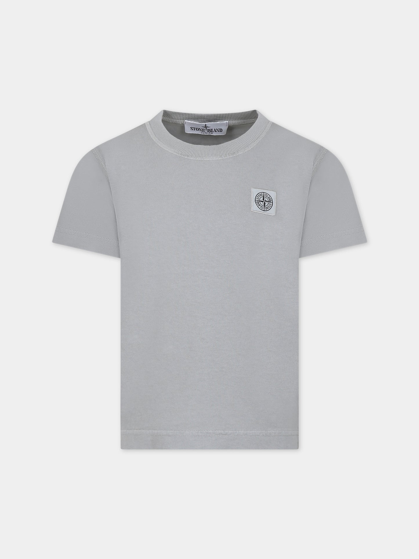 T-shirt grigia per bambino con logo,Stone Island Junior,801620750 V0061