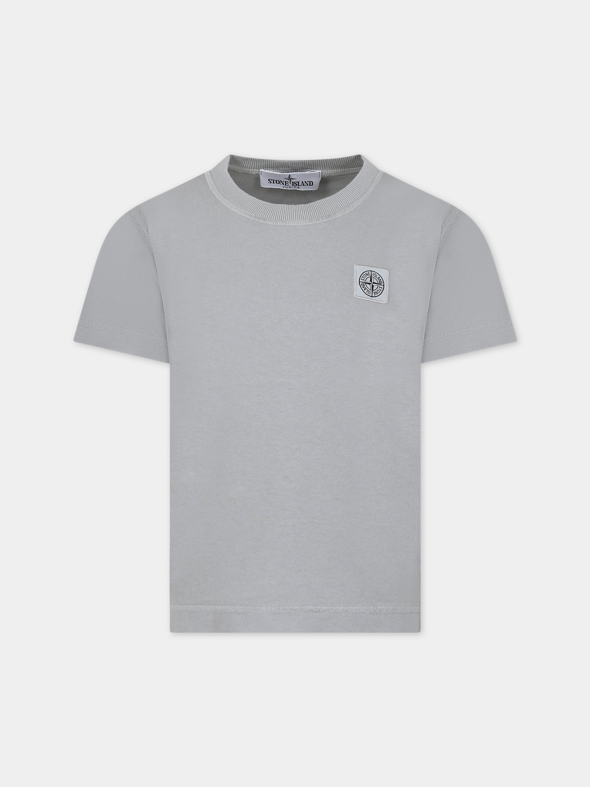 T-shirt grigia per bambino con logo,Stone Island Junior,801620750 V0061
