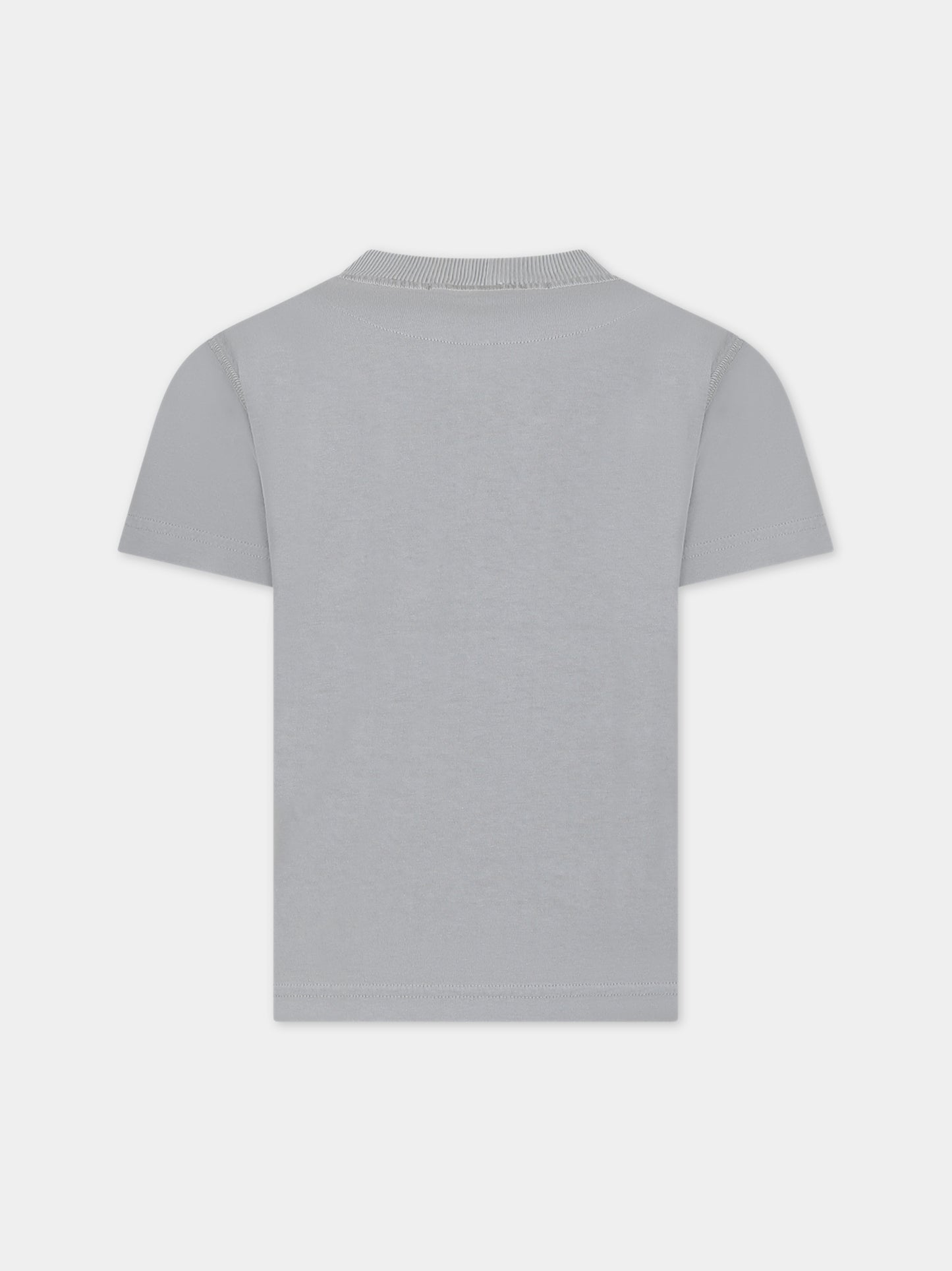 T-shirt grigia per bambino con logo,Stone Island Junior,801620750 V0061
