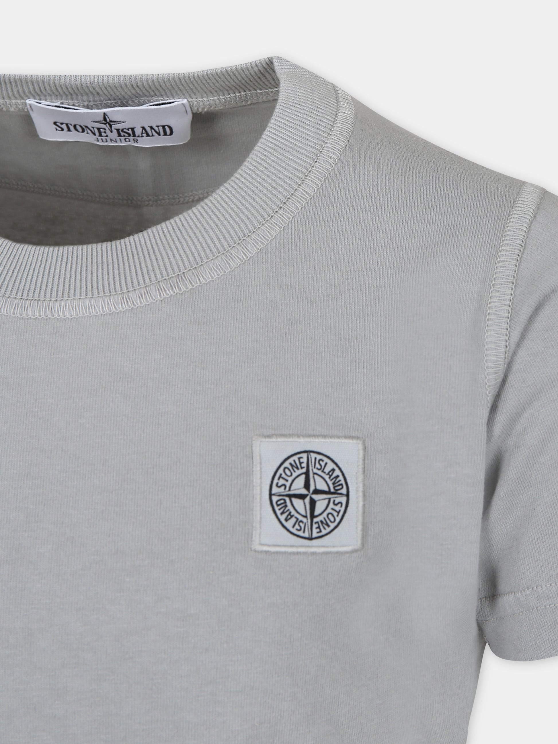 T-shirt grigia per bambino con logo,Stone Island Junior,801620750 V0061