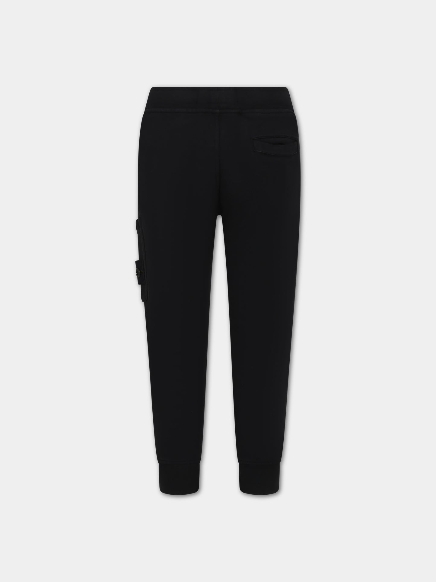 Pantaloni neri per bambino con logo iconico,Stone Island Junior,801661540 V0029