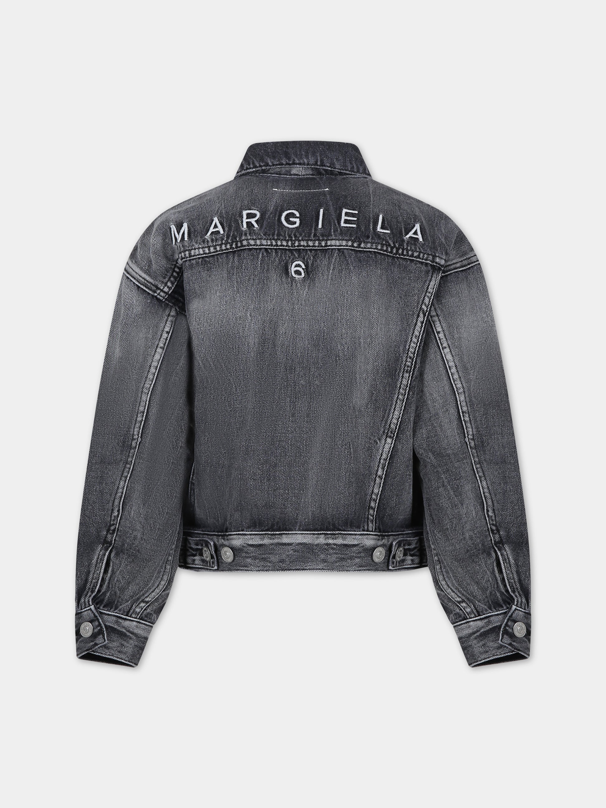 Giubbotto di jeans grigio per bambini con logo,Mm6 Maison Margiela,M60449 MM02L MM6J44AU M602