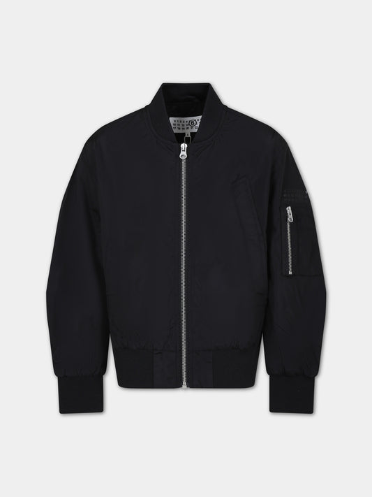 Bomber nero per bambini,Mm6 Maison Margiela,M60533 MM001 MM6J76U M6900