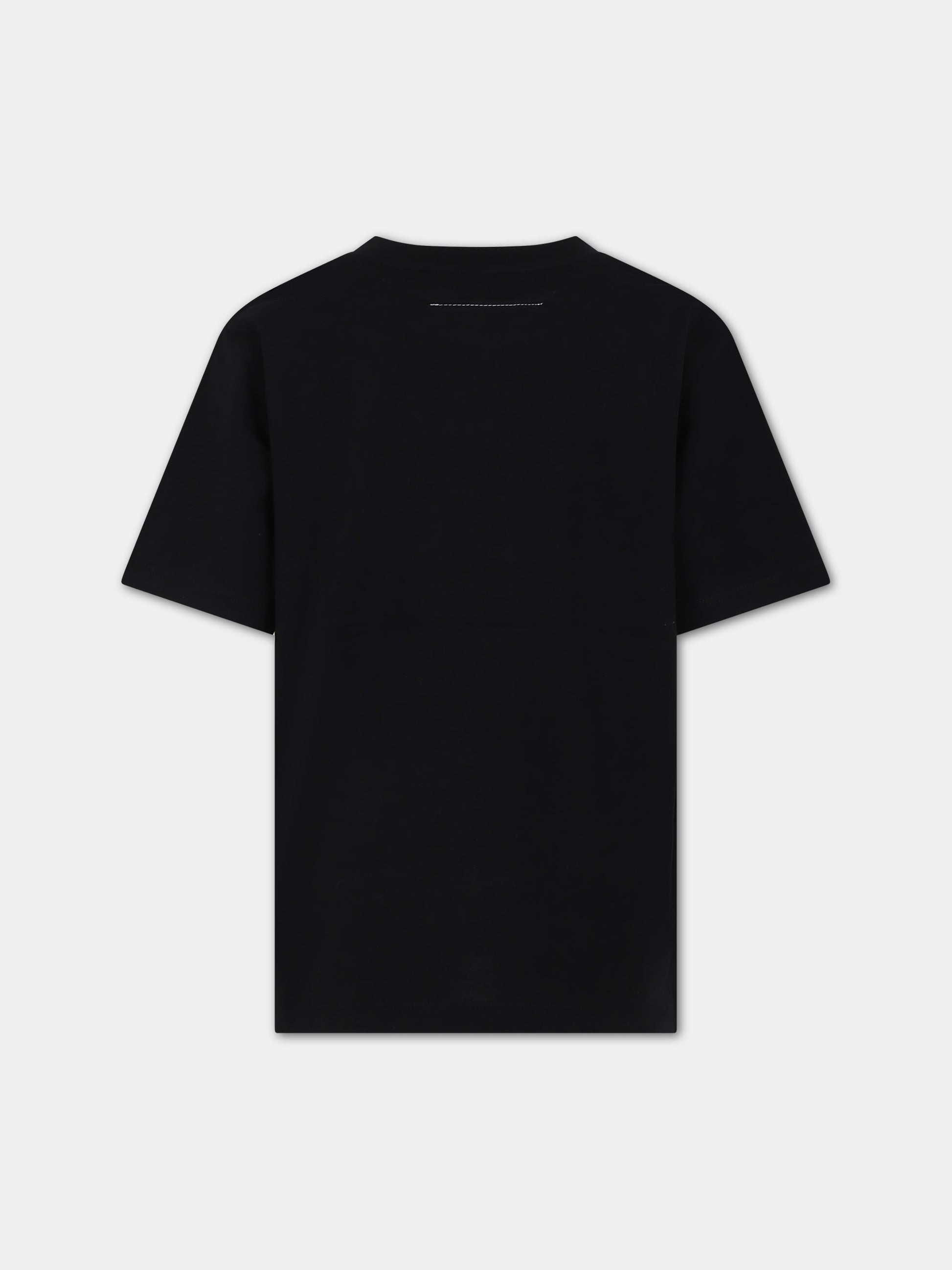T-shirt nera per bambini con numero 6,Mm6 Maison Margiela,M60556 MM010 MM6T88U M6900