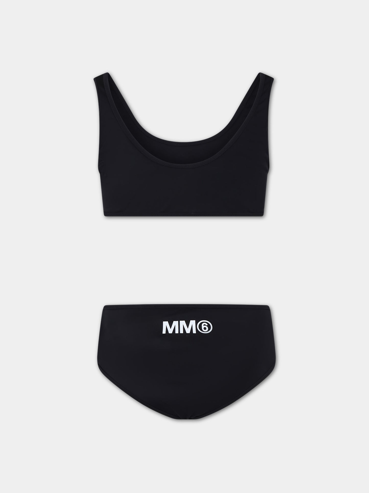 Bikini nero per bambina con logo,Mm6 Maison Margiela,M60569 MM00P MM6M8U M6900