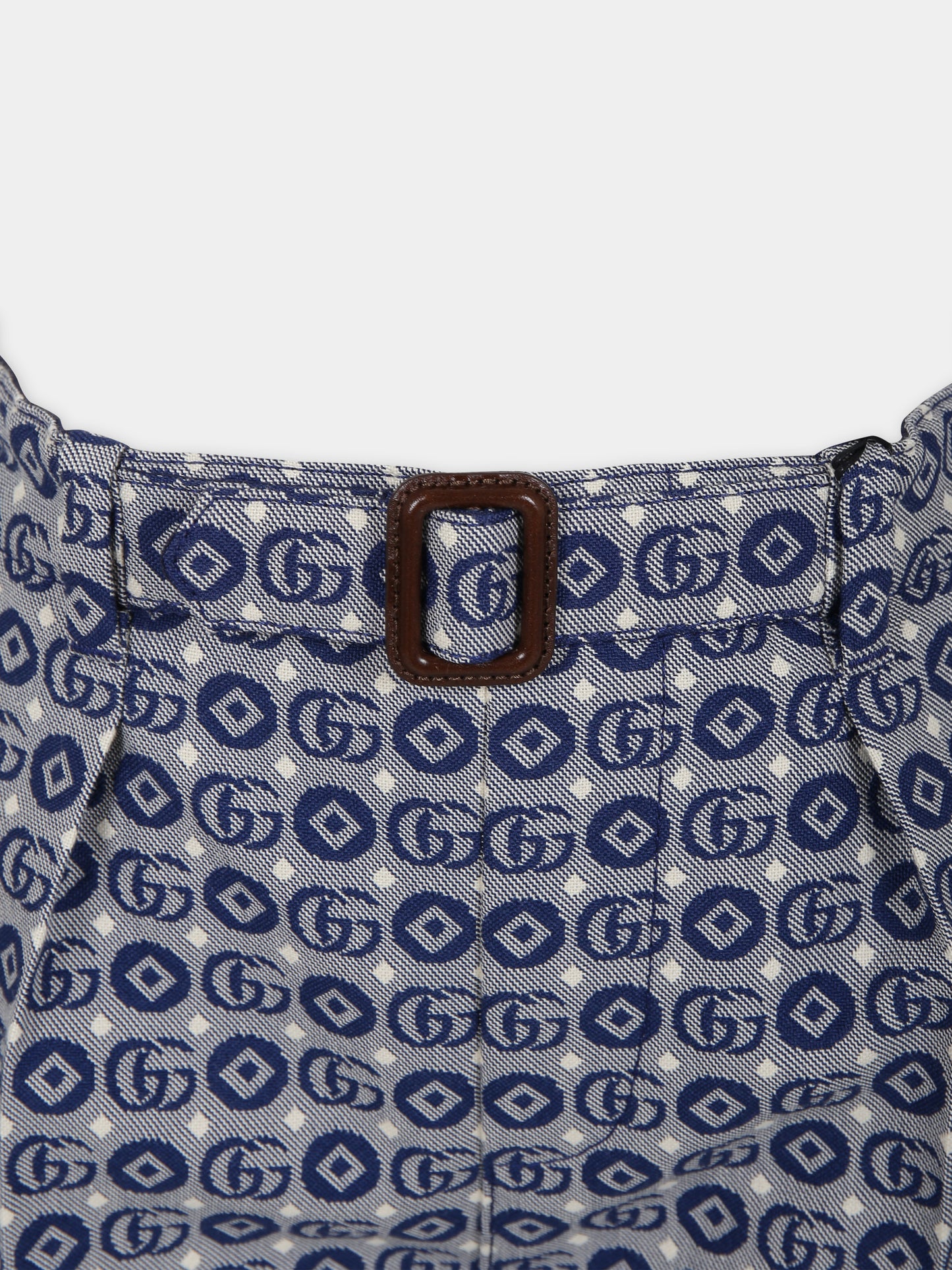 Shorts blu per bambino con motivo geometrico e GG all-over,Gucci Kids,760259 XWATR 4262