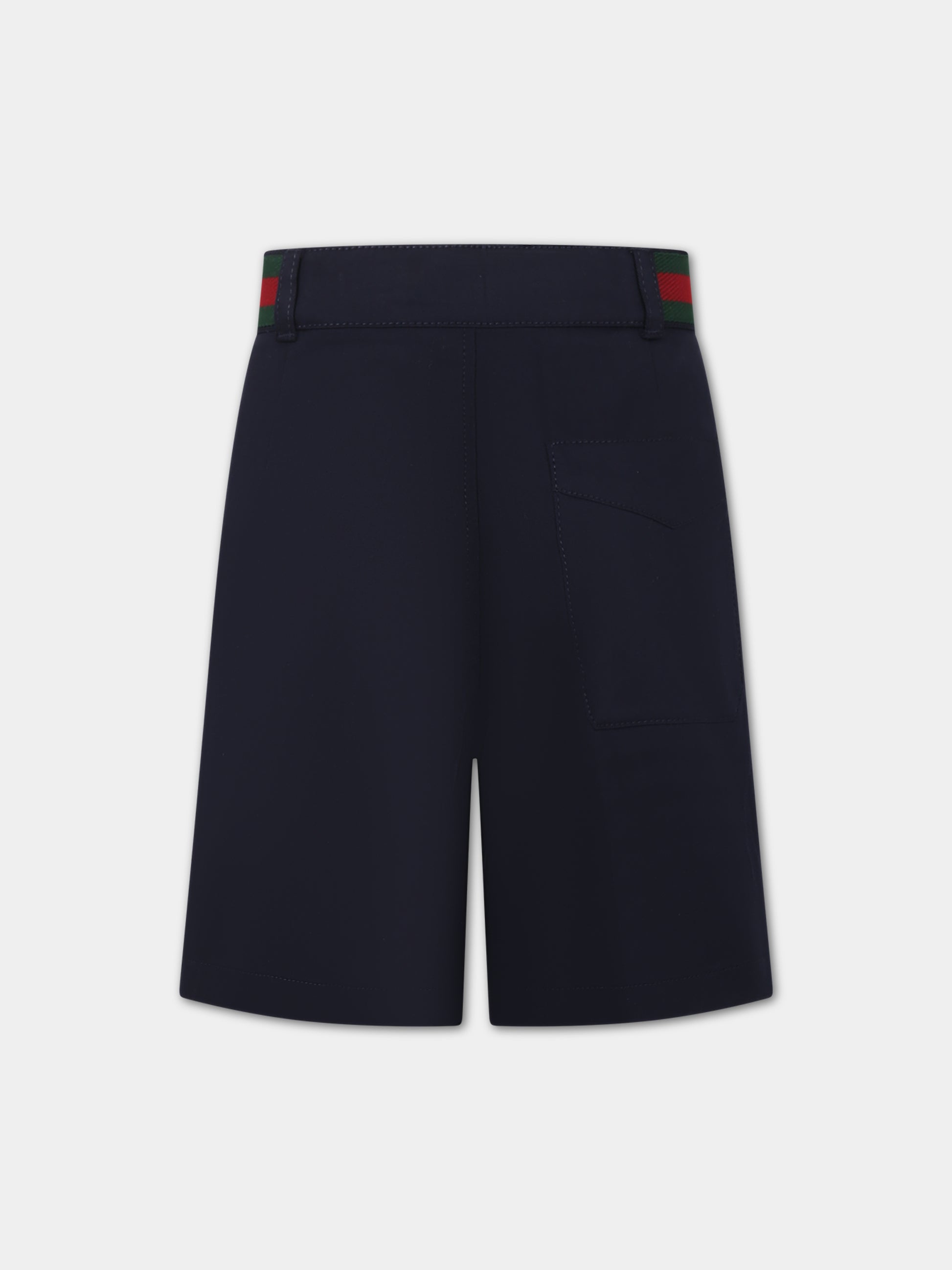 Shorts blu per bambino con doppia G,Gucci Kids,770549 XWA0I 4080