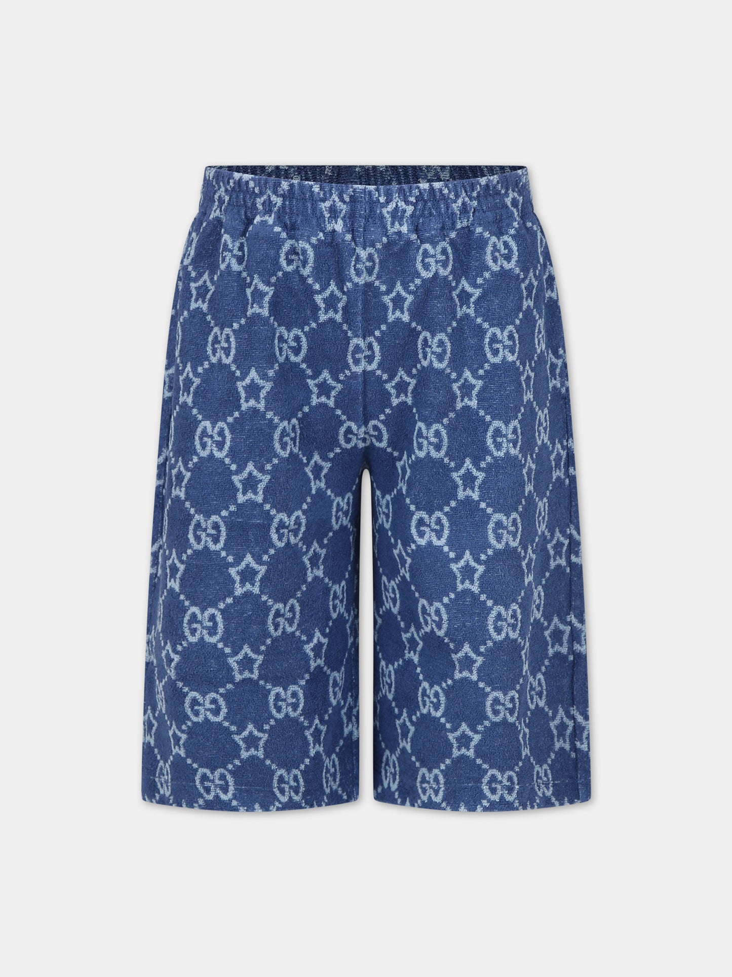 Shorts sportivo blu per bambino con stelle GG,Gucci Kids,770710 XJF5D 4695