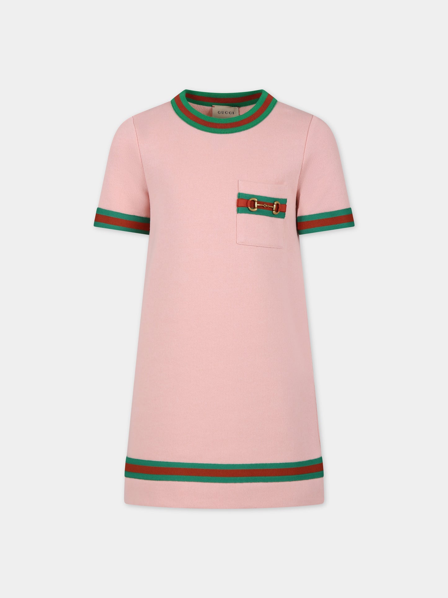 Vestito rosa per bambina con morsetto,Gucci Kids,718772 XJE3J 5658