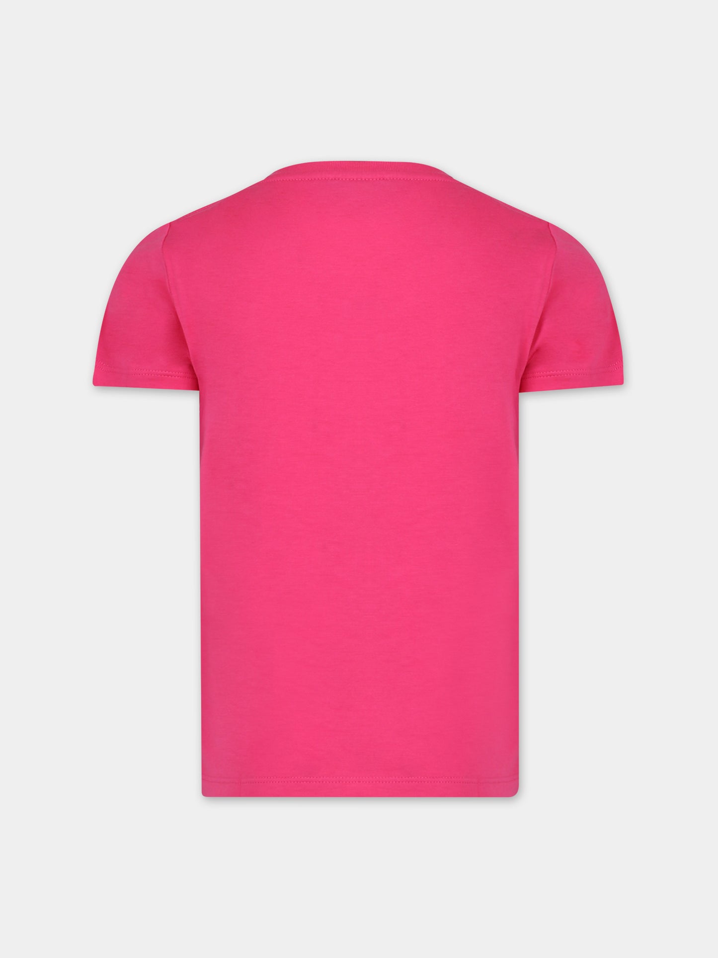 T-shirt fucsia per bambina con doppia G e mela,Gucci Kids,610190 XJF86 5716