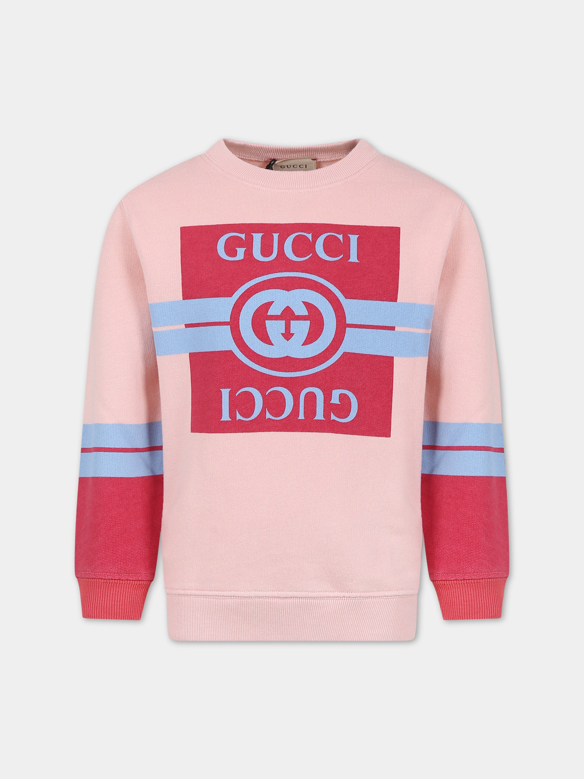 Felpa rosa per bambina con logo,Gucci Kids,771629 XJF5W 6372