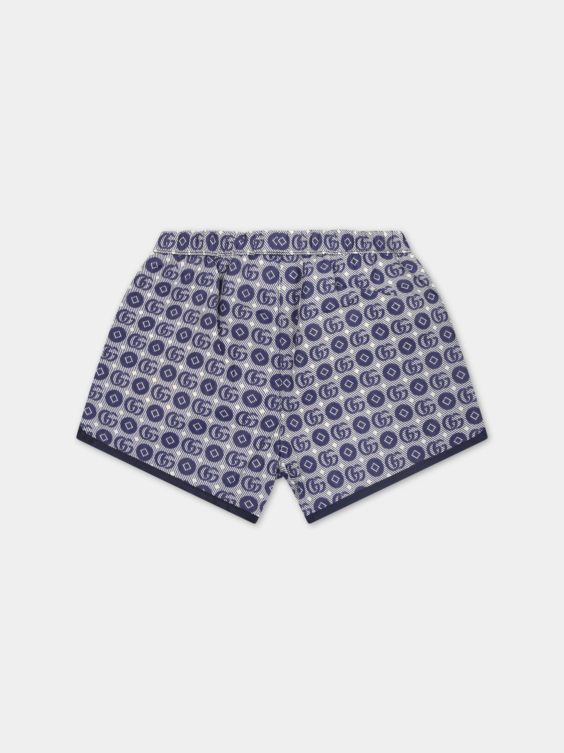 Boxer mare blu per neonato con doppia G,Gucci Kids,773027 XWA1B 4262