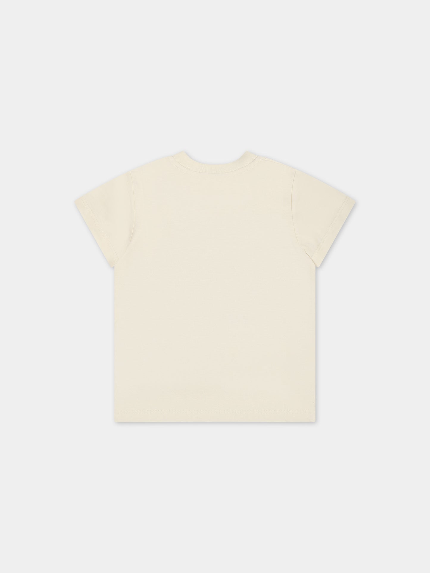 T-shirt avorio per neonato con funghi e Peter Rabbit,Gucci Kids,548034 XJF6A 9247