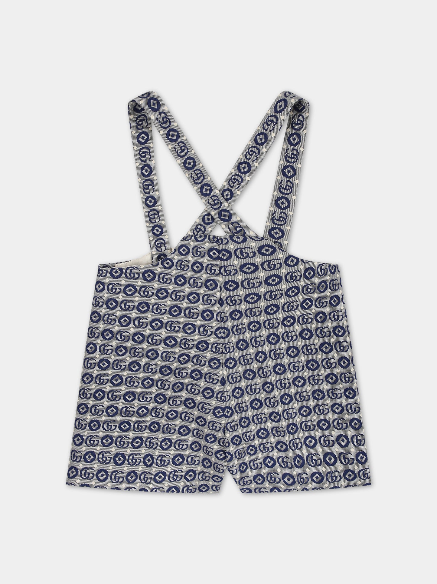 Shorts blu per neonato con motivo geometrico e GG all-over,Gucci Kids,760292 XWATR 4262