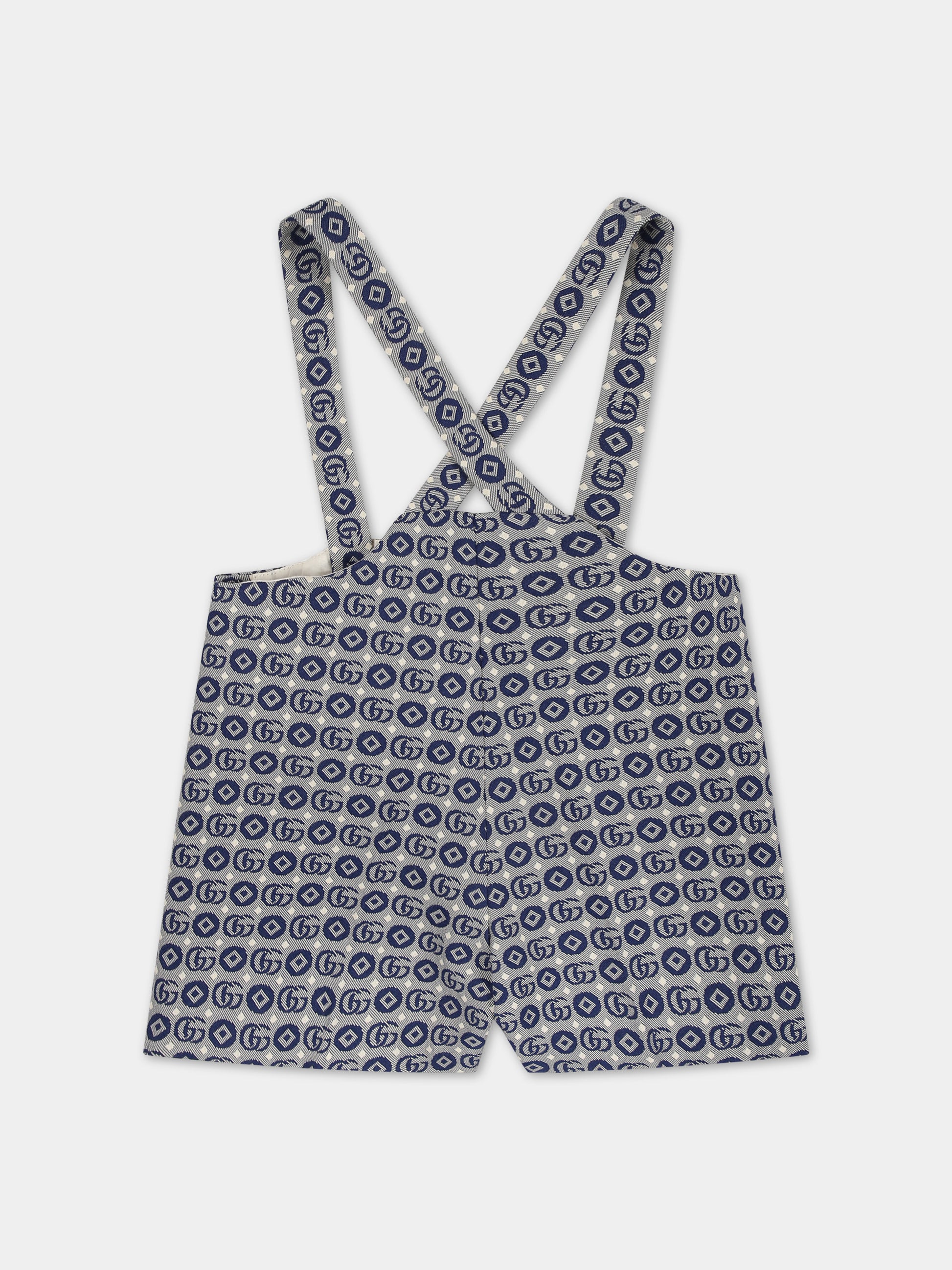 Shorts blu per neonato con motivo geometrico e GG all-over,Gucci Kids,760292 XWATR 4262