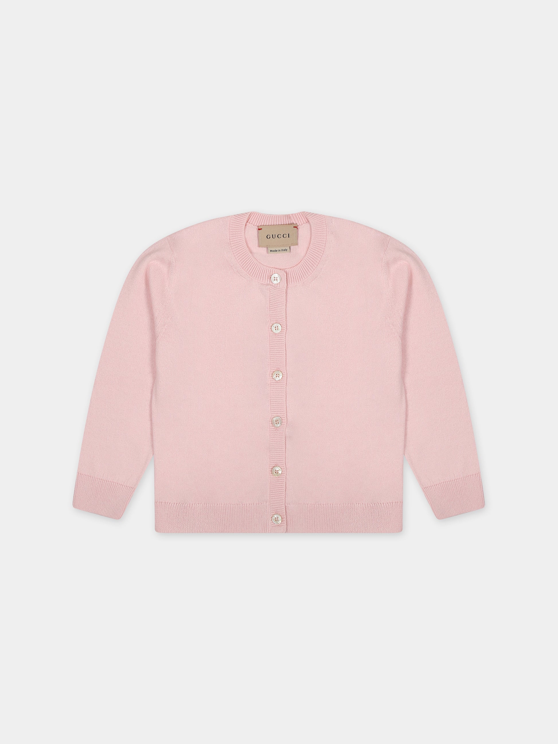 Cardigan rosa per neonata con logo,Gucci Kids,749288 XKC89 5710