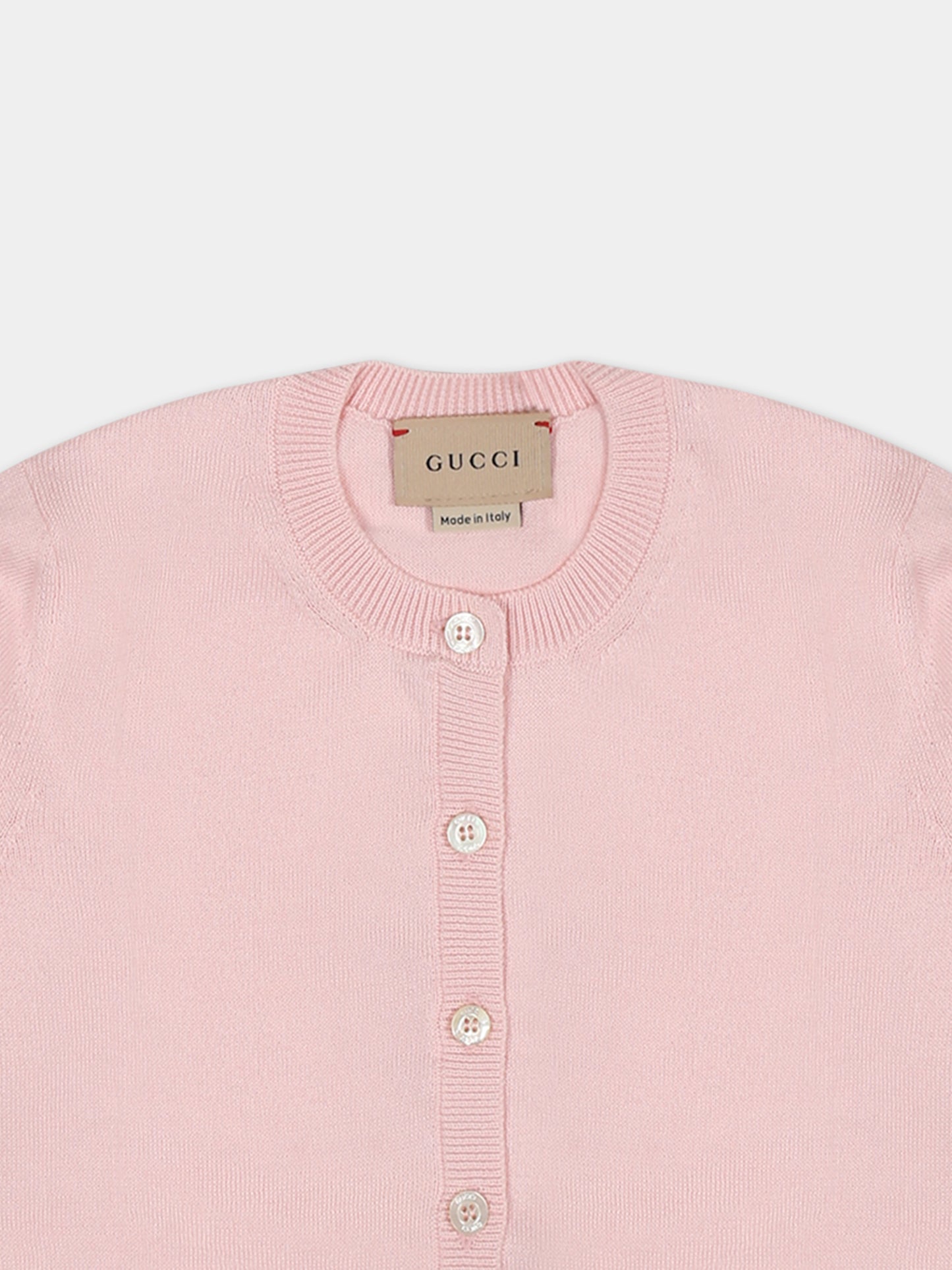 Cardigan rosa per neonata con logo,Gucci Kids,749288 XKC89 5710