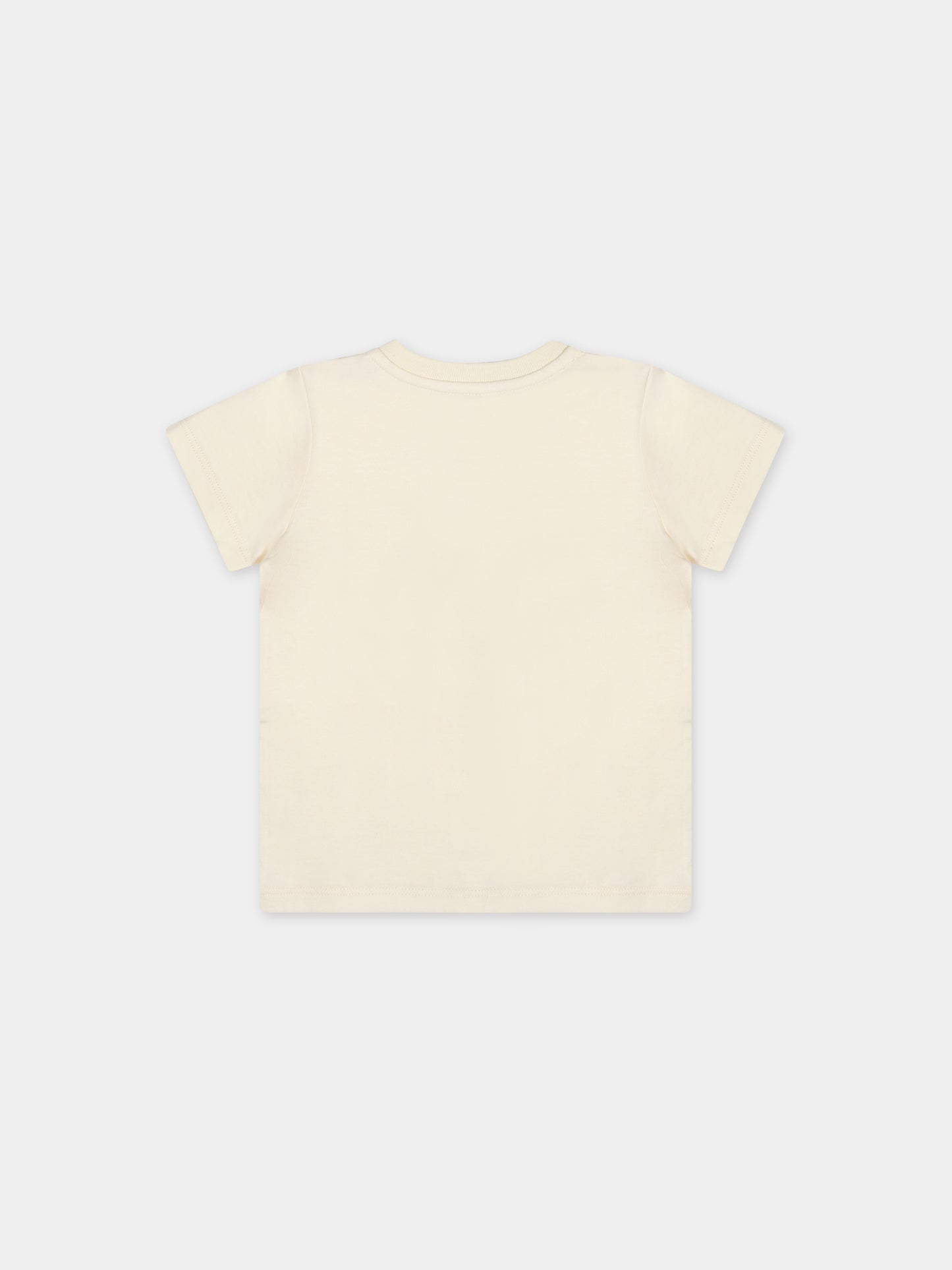 T-shirt avorio per neonata con doppia G e mela,Gucci Kids,555675 XJF86 9398