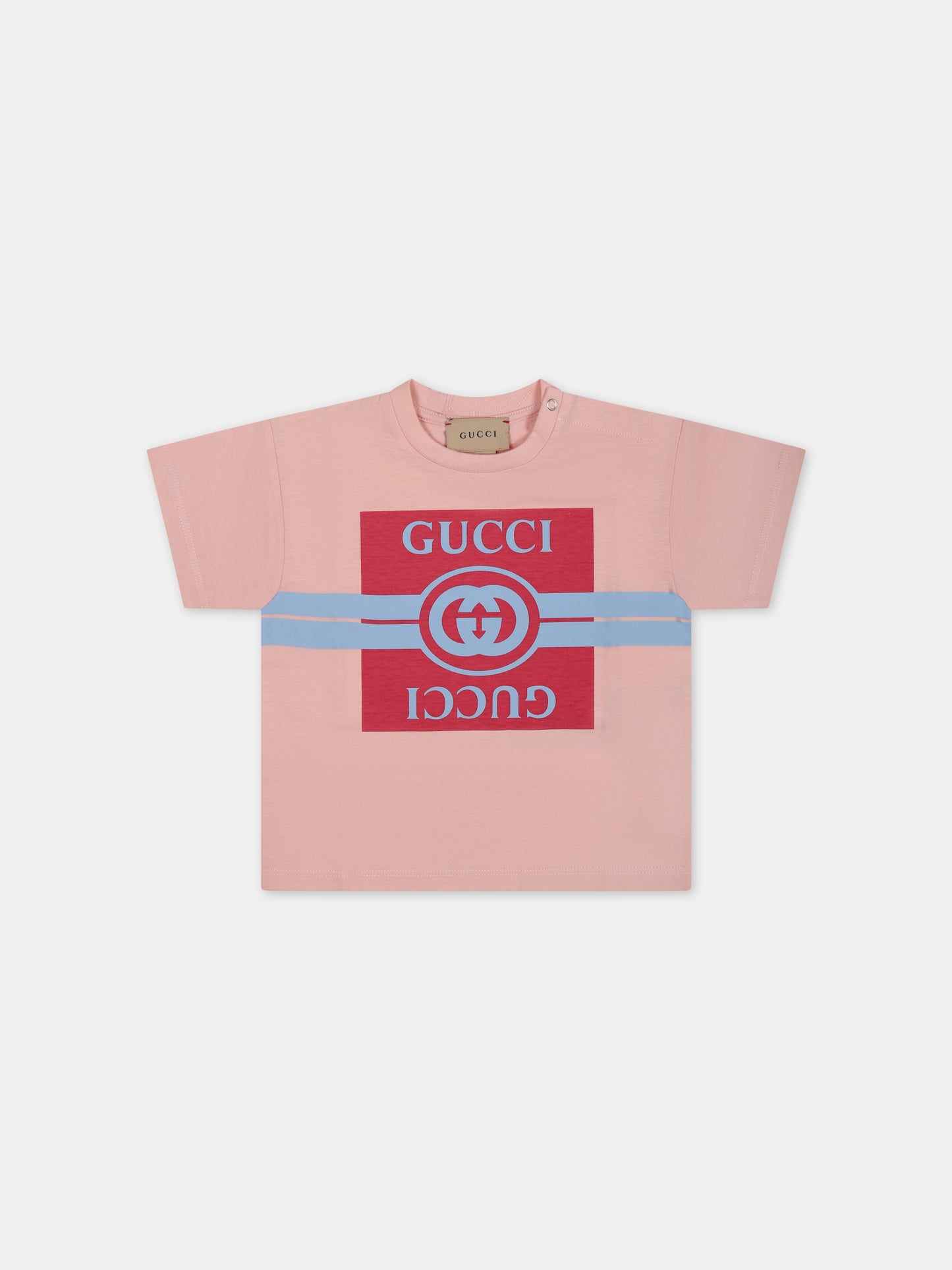 T-shirt rosa per neonata con doppia G,Gucci Kids,576871 XJF50 6372