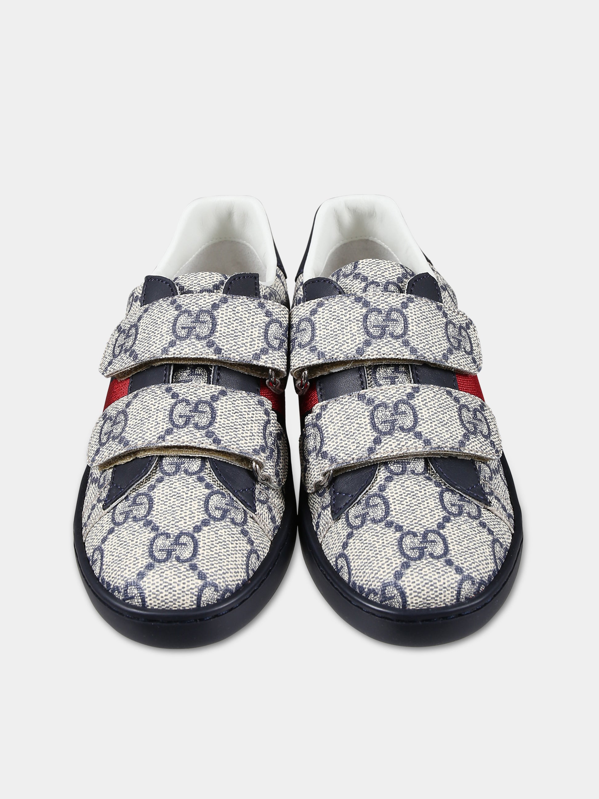 Sneakers blu per bambini con logo GG all-over,Gucci Kids,463090 FACYF 4055
