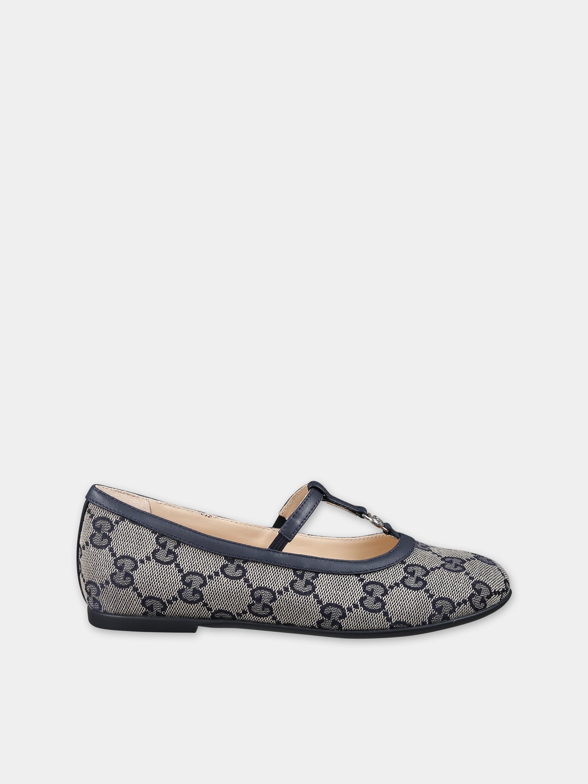 Ballerine blu per bambina con doppia G,Gucci Kids,750609 FACYJ 4057