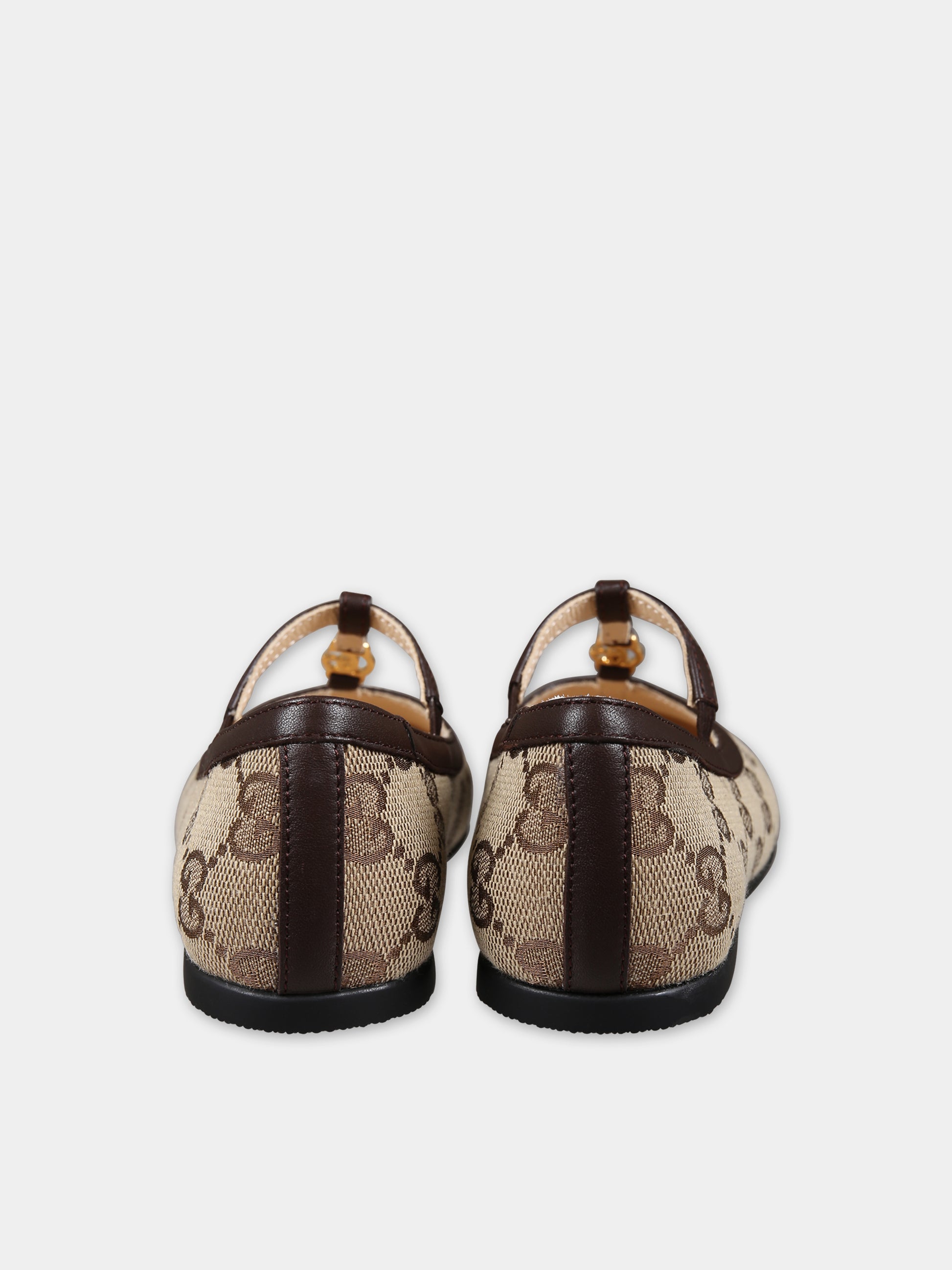 Ballerine marroni per bambina con GG,Gucci Kids,773659 FACYJ 9754