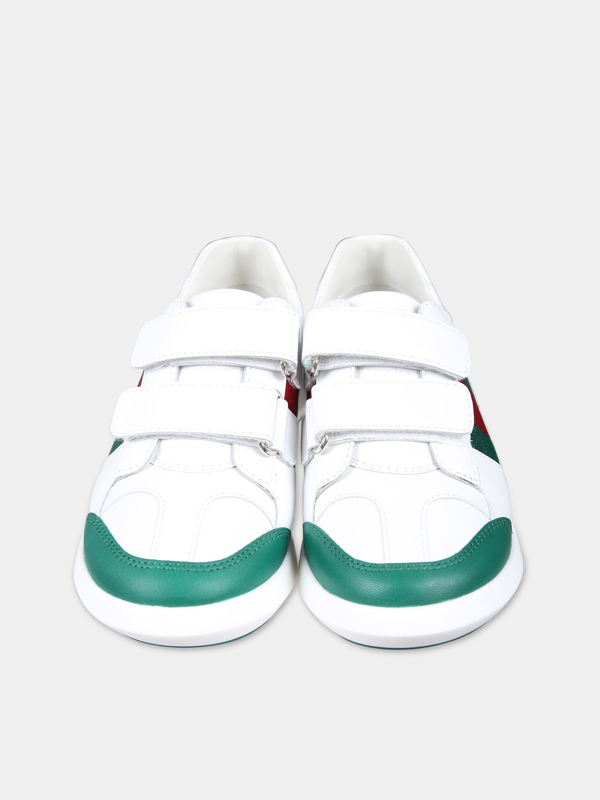 Sneakers bianche per bambini con dettaglio Web,Gucci Kids,772405 AAC45 3145