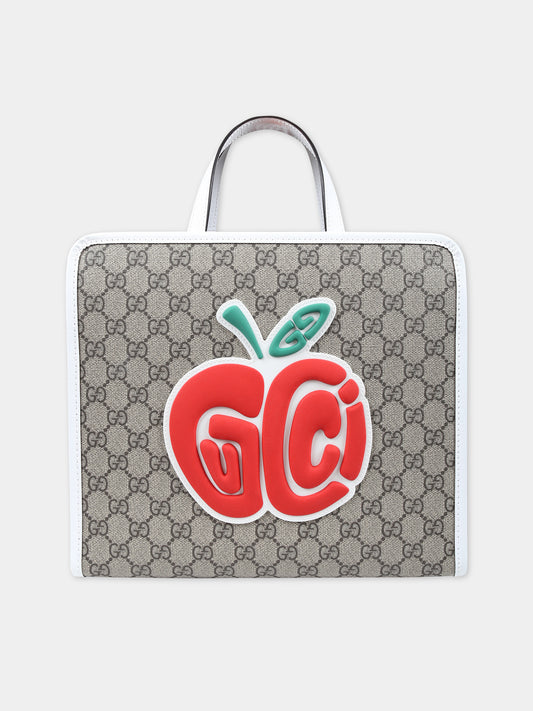 Borsa marrone per bambina con stampa,Gucci Kids,605614 FAC0H 8649