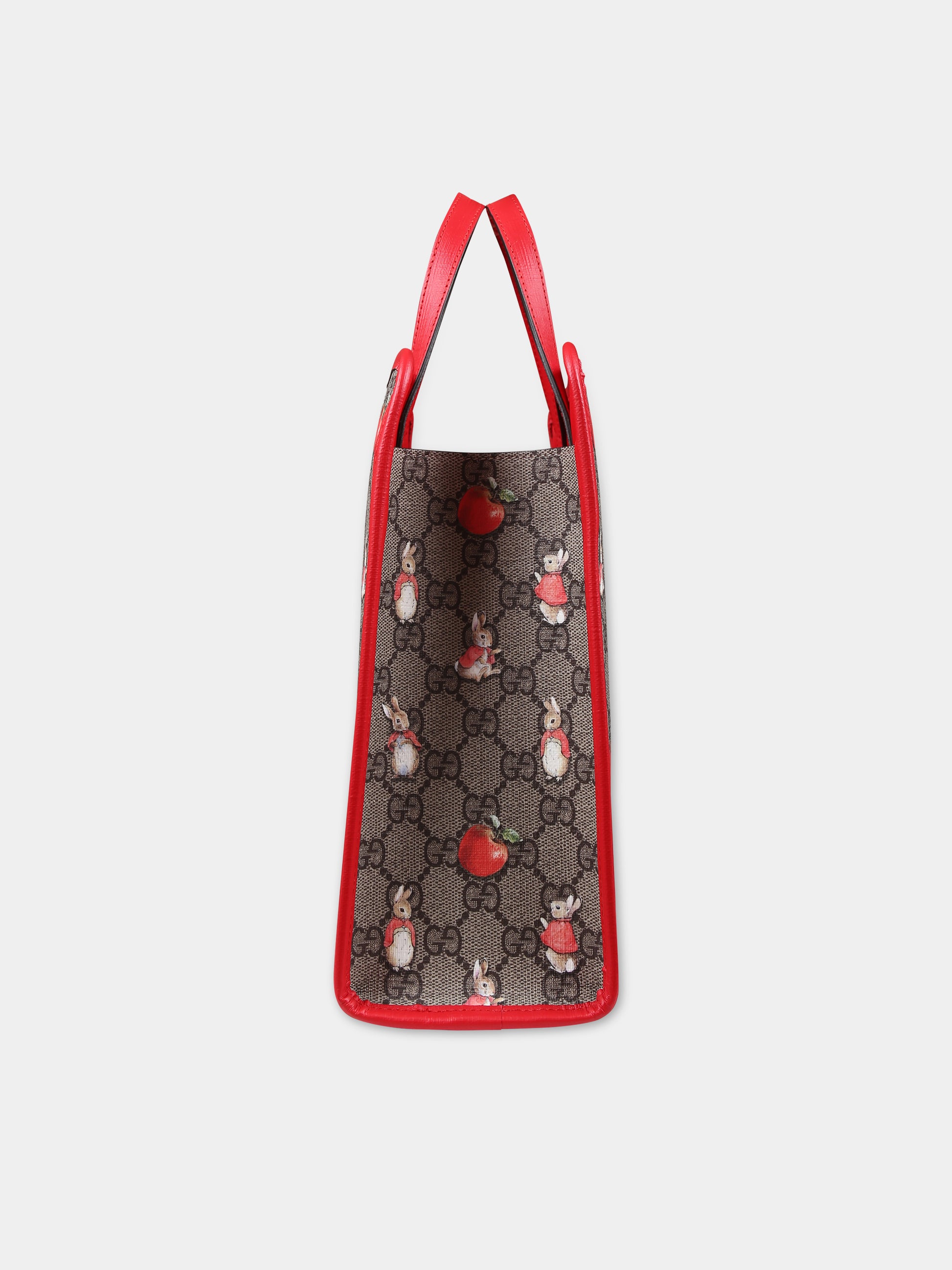 Borsa marrone per bambina con stampa,Gucci Kids,605614 FAC0K 8647