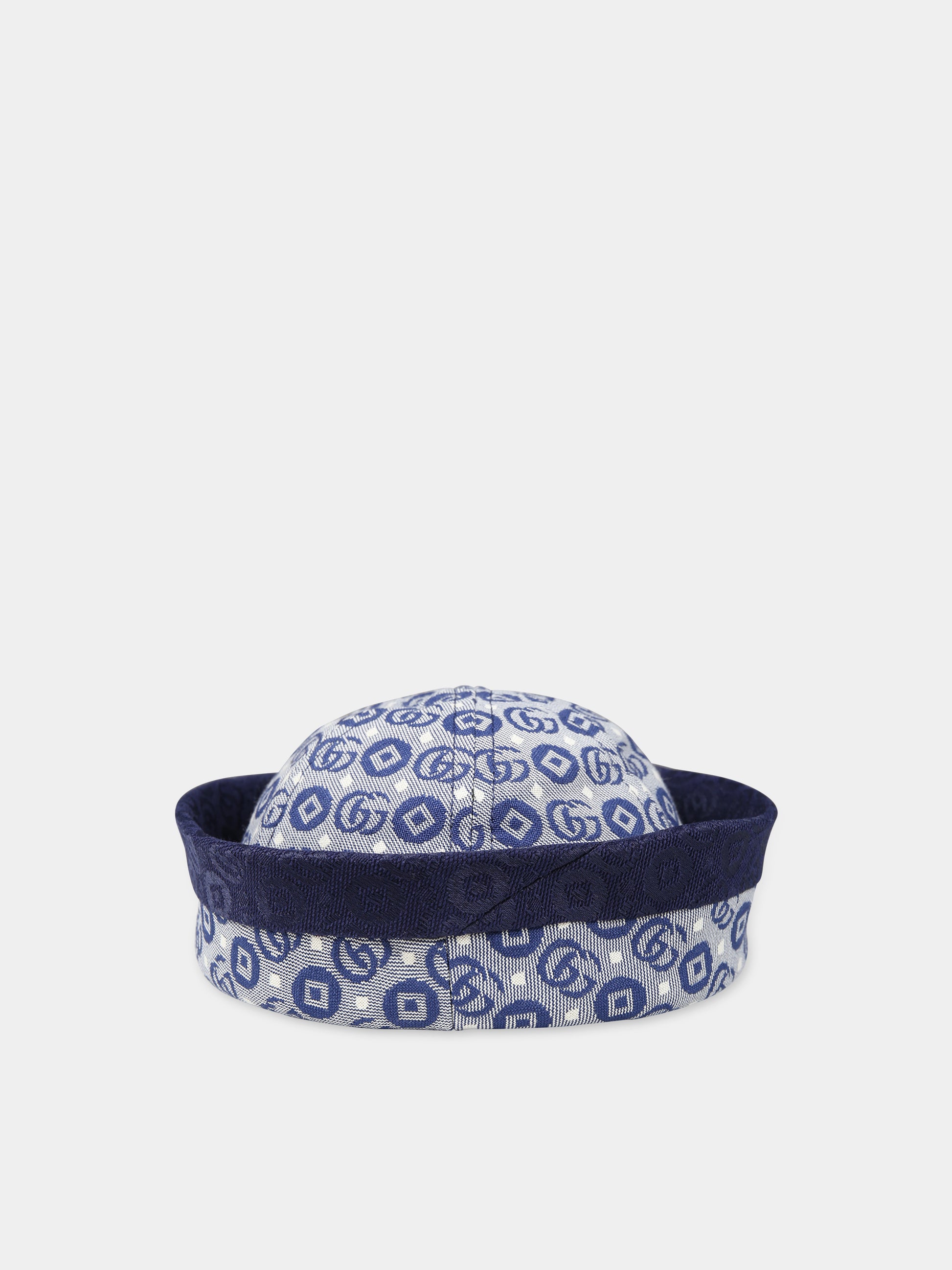 Cappello blu per neonato con motivo GG,Gucci Kids,777085 3HAXZ 4268