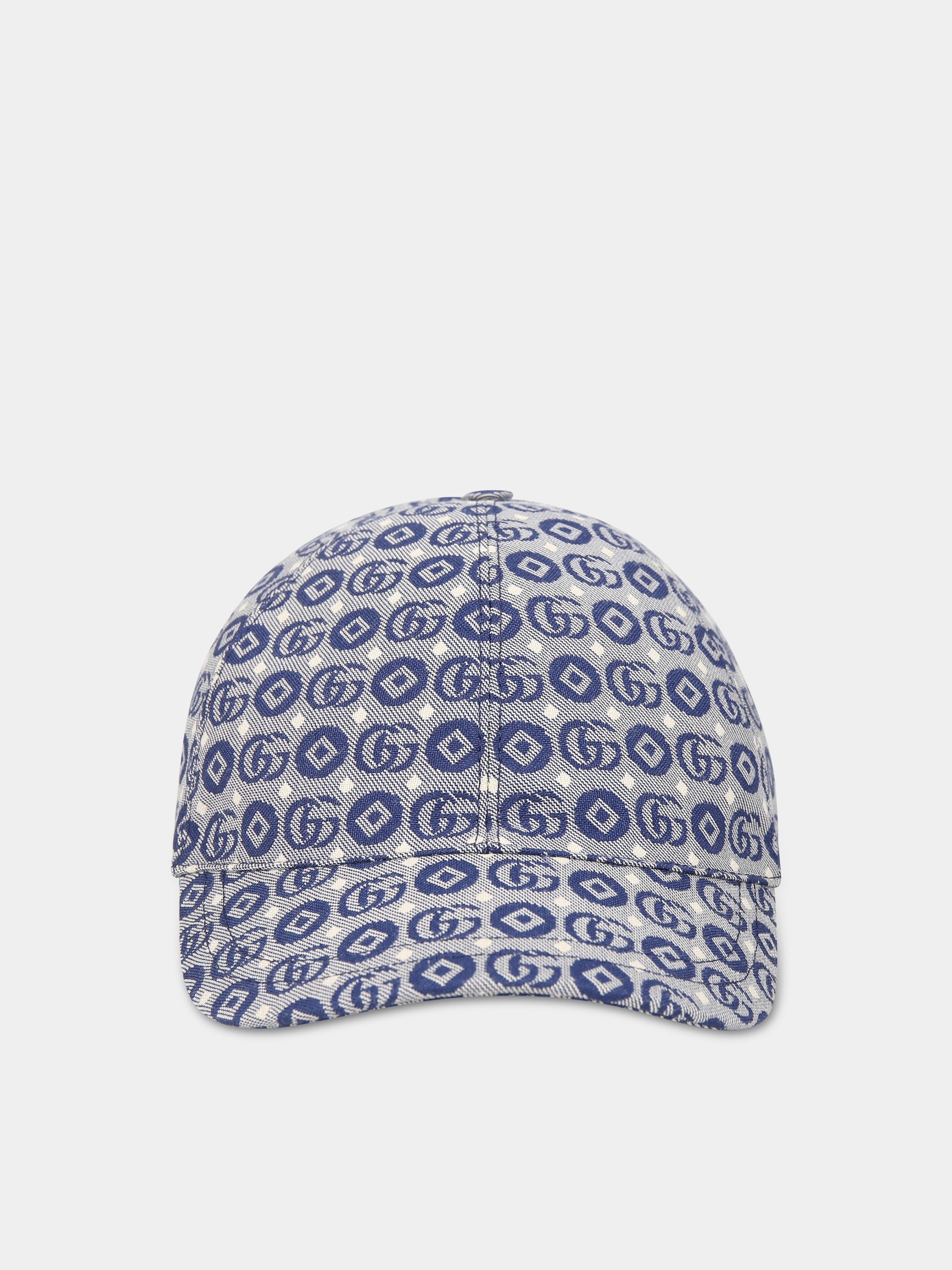 Cappello blu per bambini con doppia G,Gucci Kids,481774 3HAQA 4268