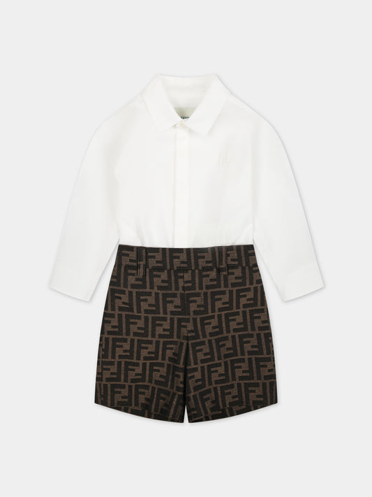 Completo elegante multicolor per neonato con iconica doppia F,Fendi Kids,BML146 AQTK F15B6