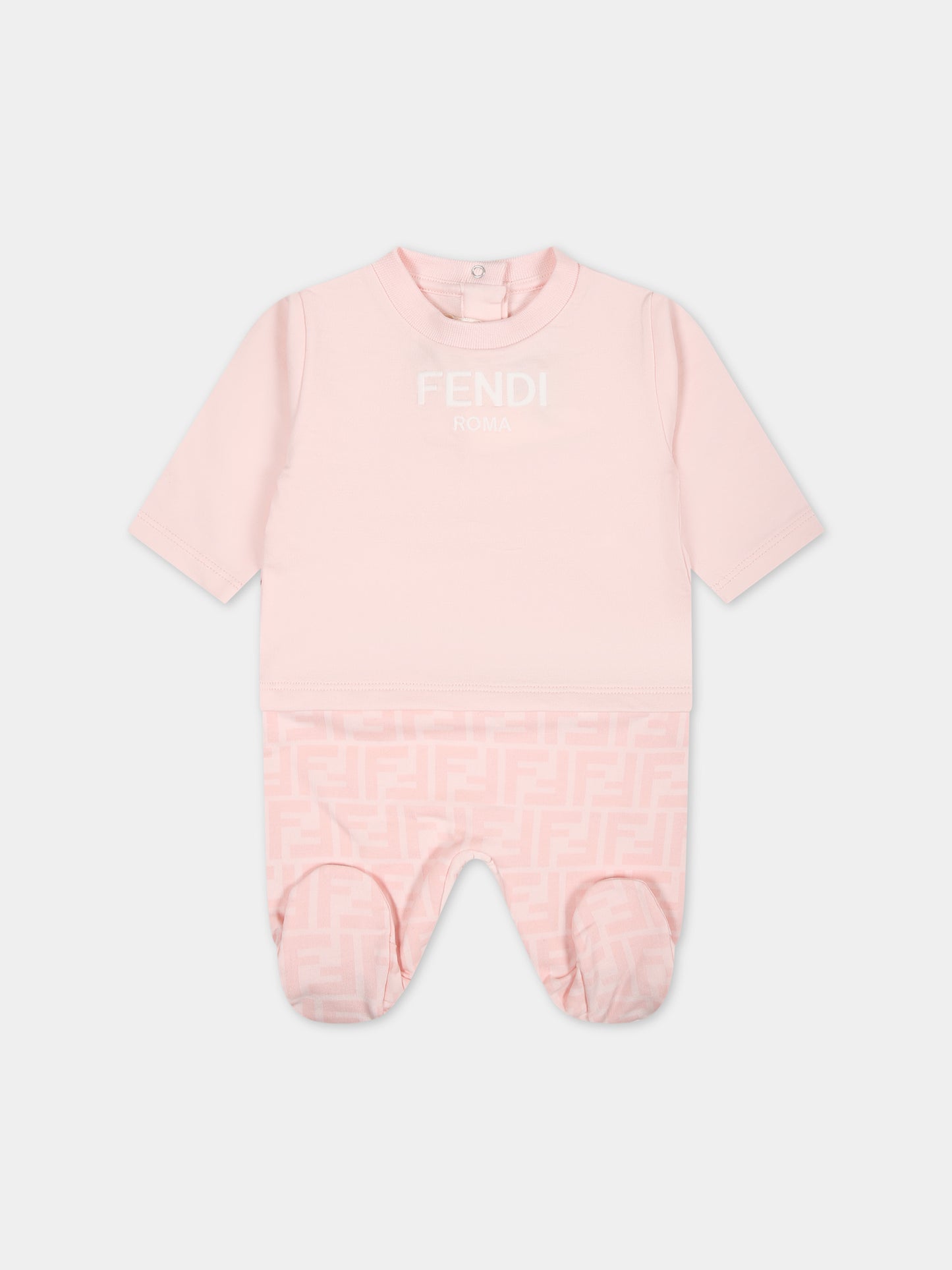 Set rosa per neonata con logo,Fendi Kids,BUK115 AQT8 F0C11