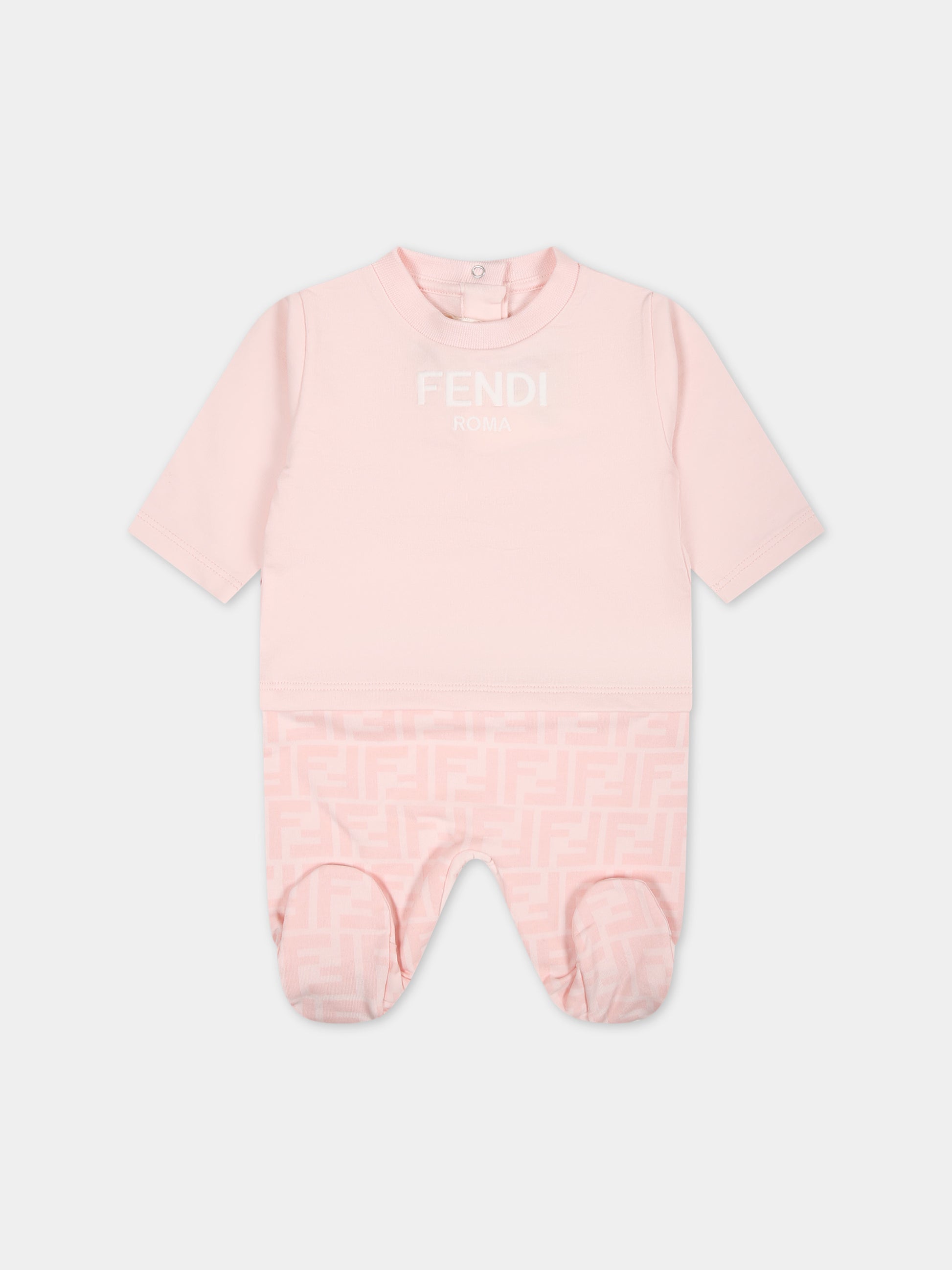 Set rosa per neonata con logo,Fendi Kids,BUK115 AQT8 F0C11