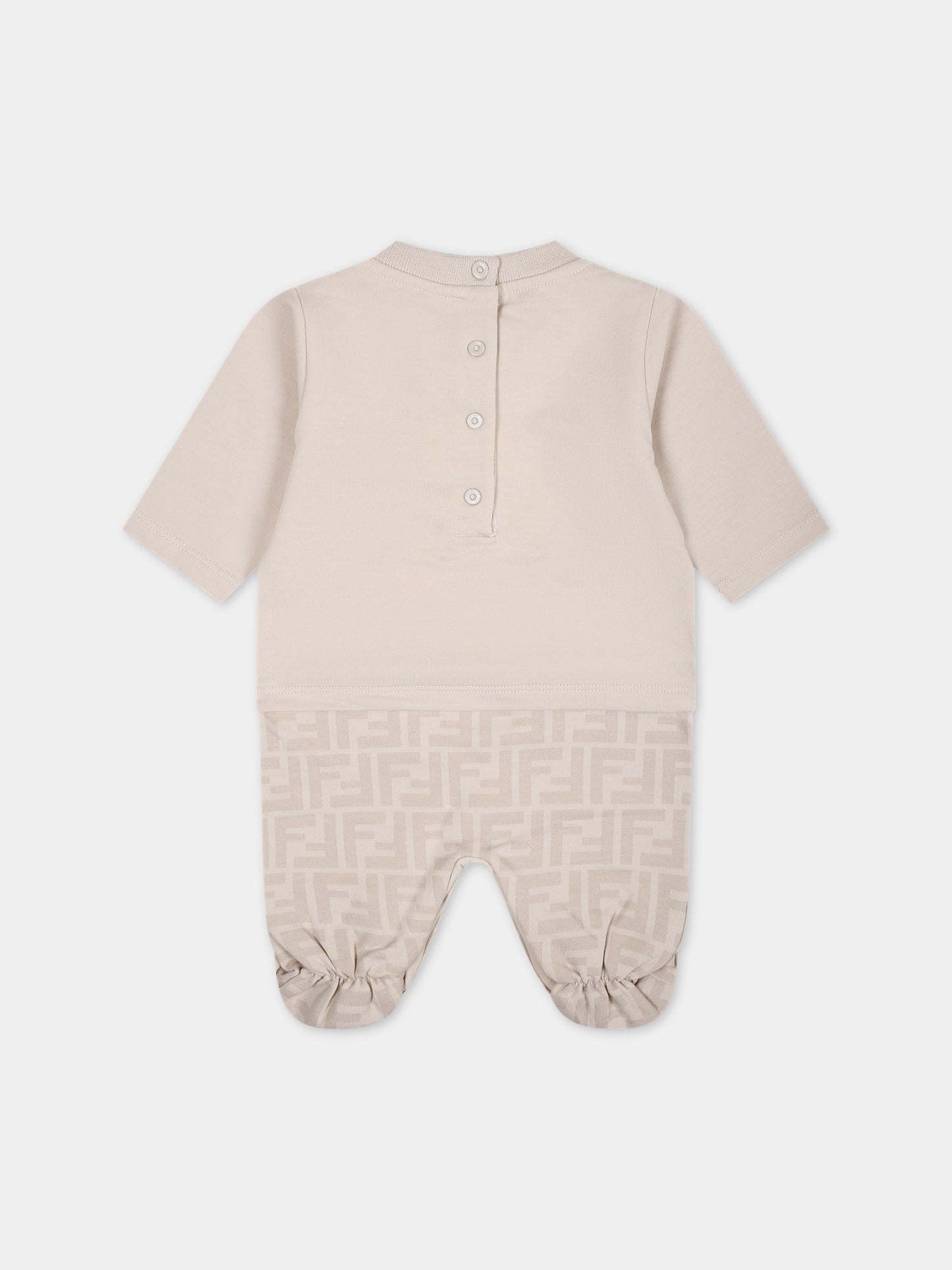 Set beige per neonati con logo,Fendi Kids,BUK115 AQT8 F19J5