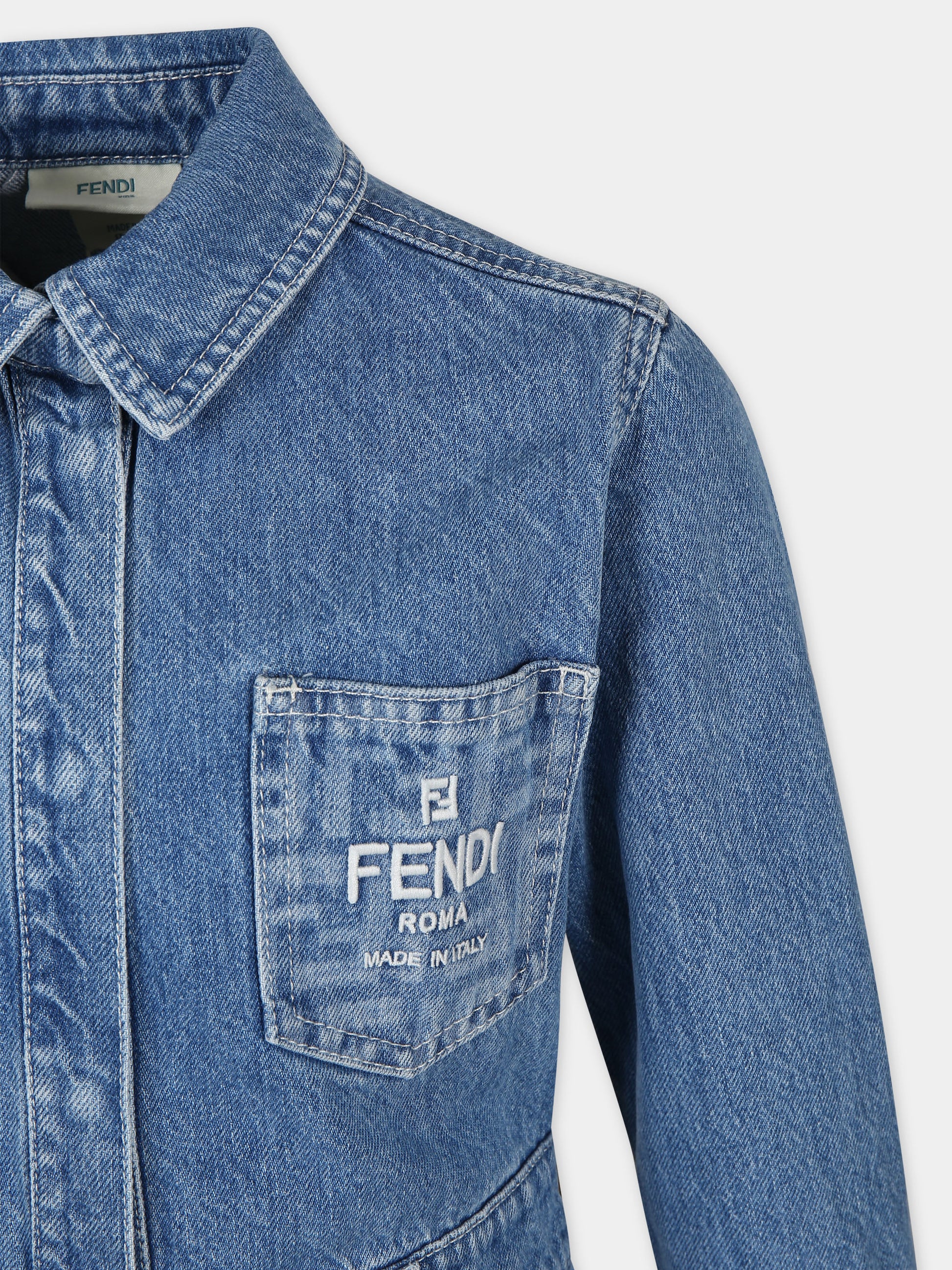 Vestito casual in denim per bambina,Fendi Kids,JFB641 AMHX F0QG0