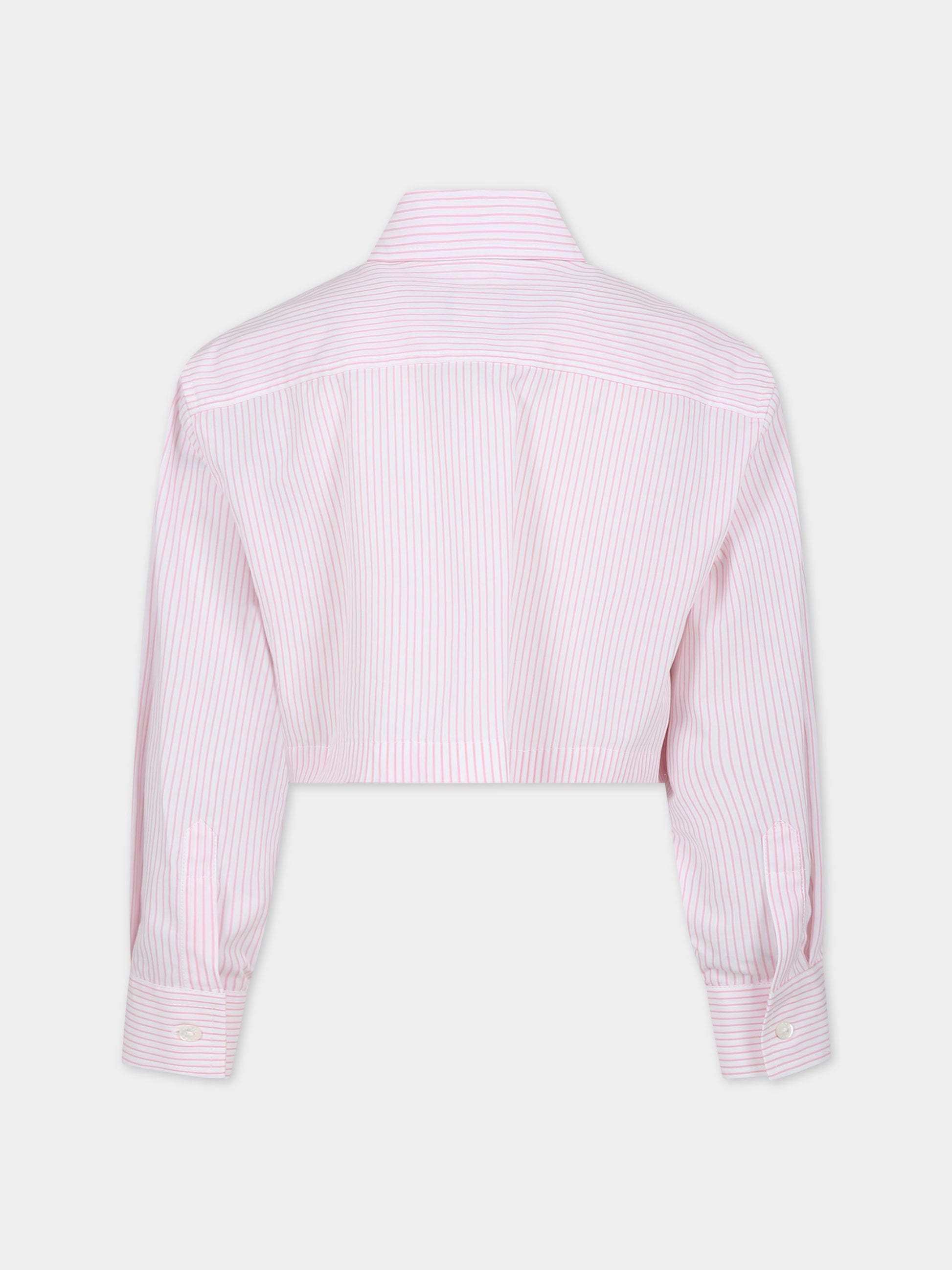 Camicia rosa per bambina con logo,Fendi Kids,JFC107 AQSI F0QE5