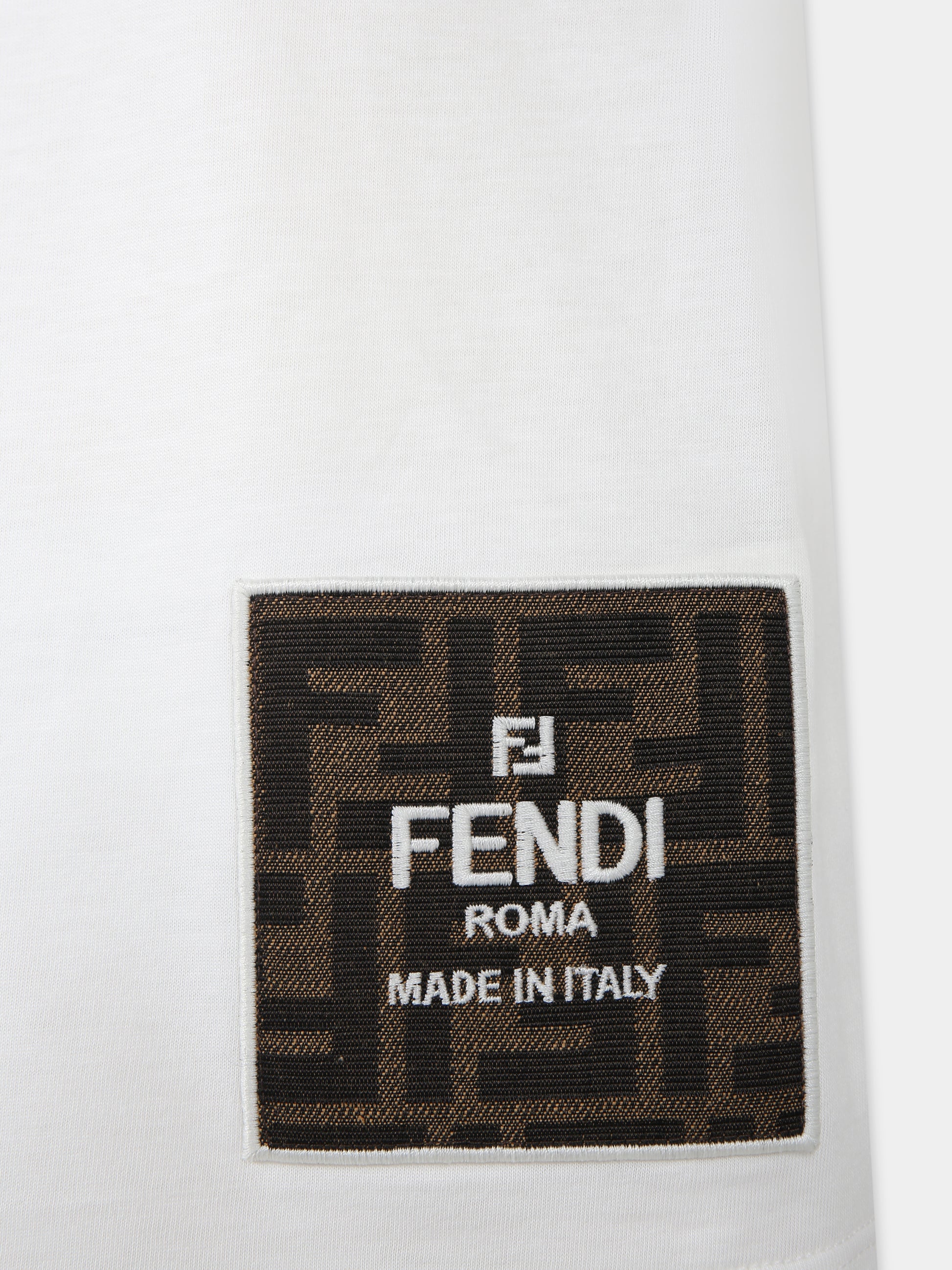 T-shirt bianca per bambino con logo,Fendi Kids,JUI153 7AJ F0TU9