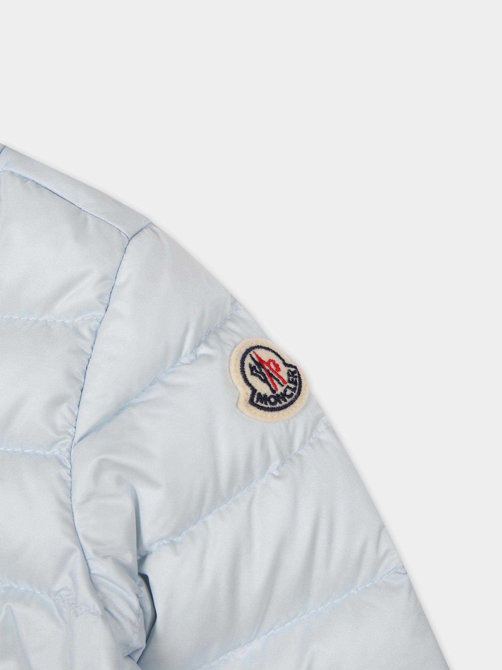 Piumino Acorus celeste per neonato con logo,Moncler Kids,951 1A00019 595FE 70S