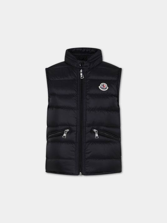 Gilet nero per bambino con logo,Moncler Kids,954 1A00055 595FE 999