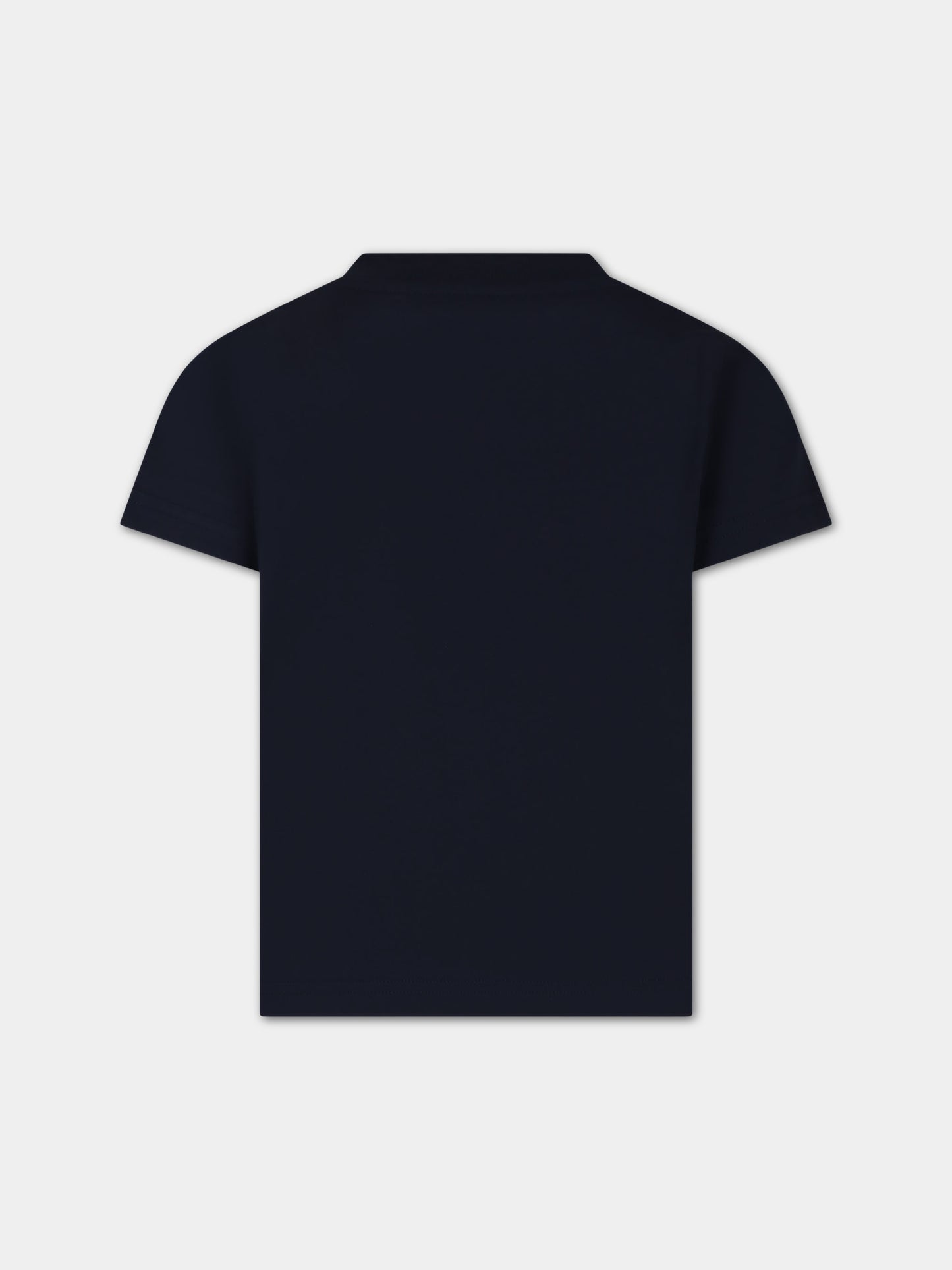 T-shirt blu per bambini con logo,Moncler Kids,954 8C00018 83907 742
