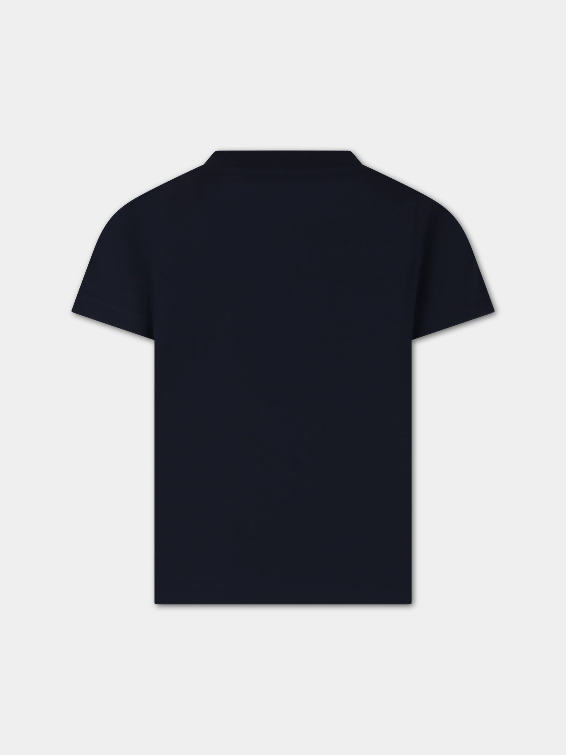 T-shirt blu per bambini con logo,Moncler Kids,954 8C00018 83907 742