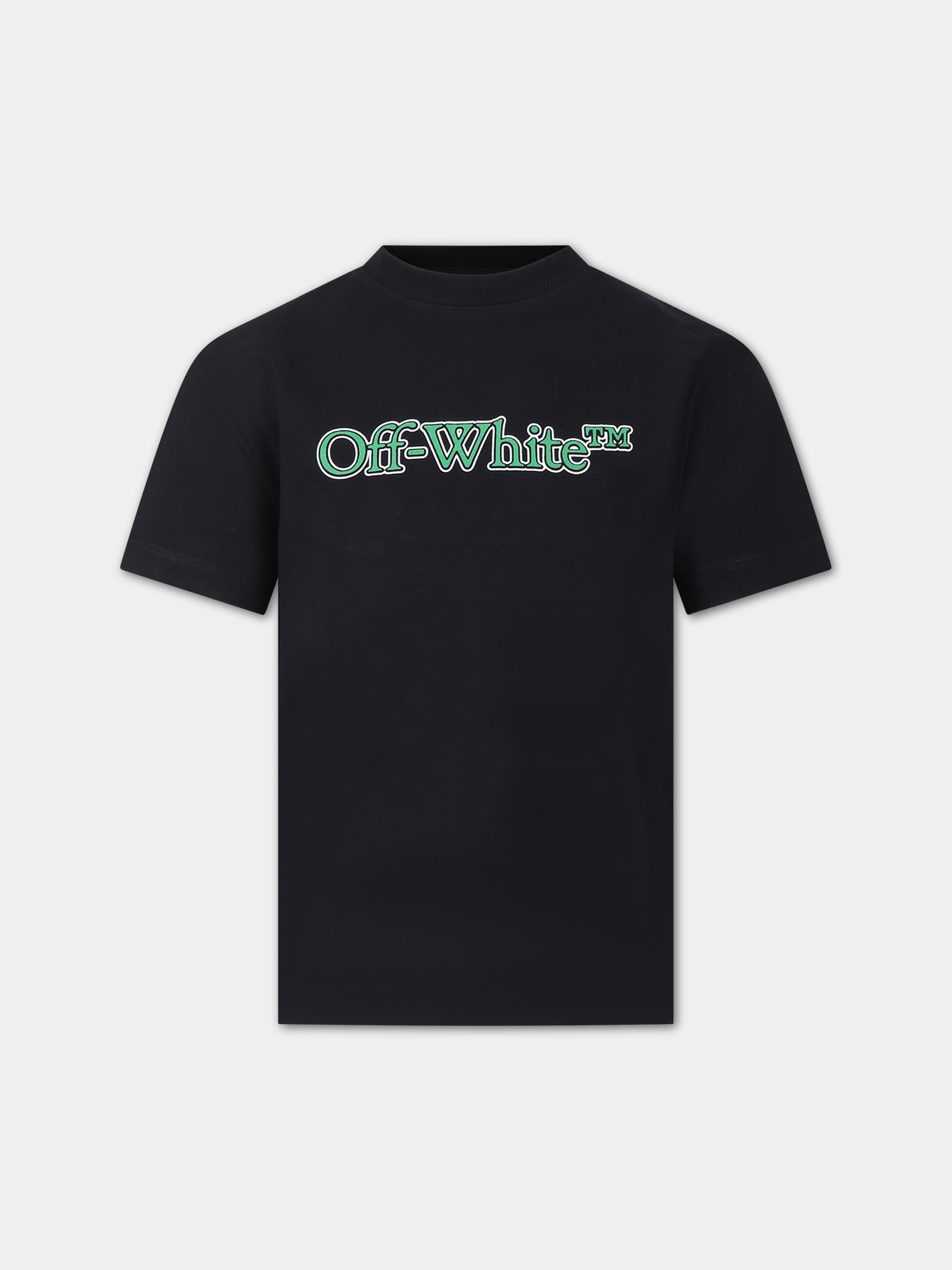 T-shirt nera per bambino con logo,Off White,OBAA002S24JER0041055