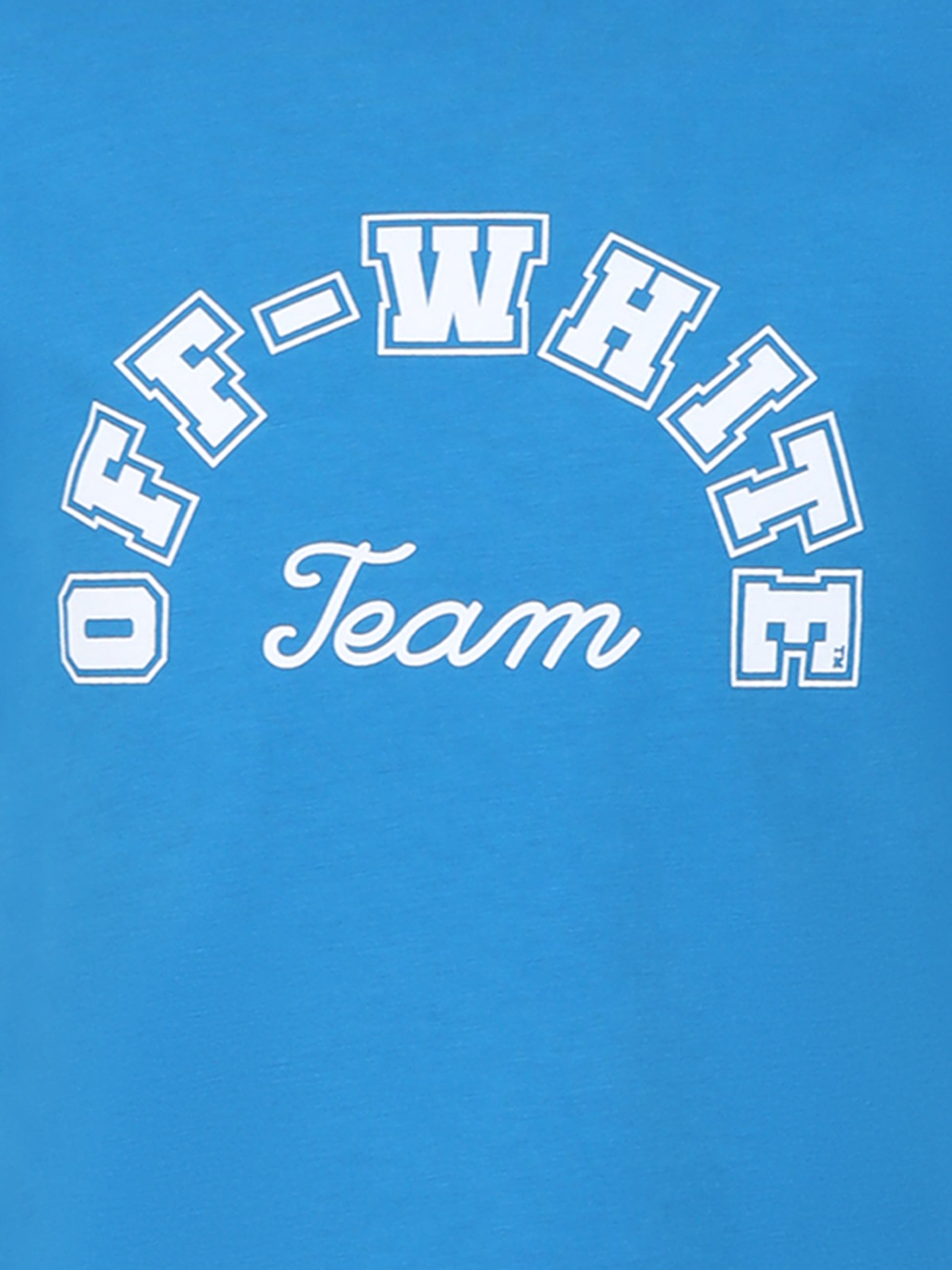 T-shirt azzurra per bambino con logo e numeri,Off White,OBAB004S24JER0014401