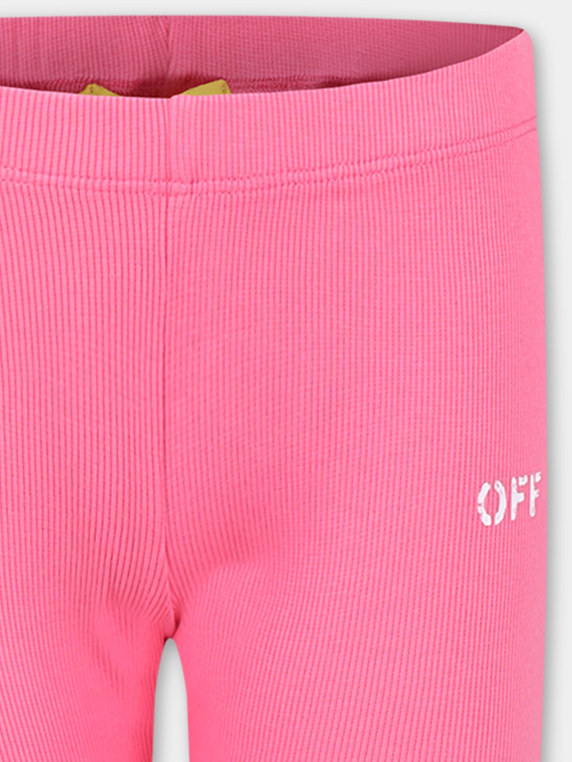 Shorts fucsia per bambina con logo,Off White,OGCD002S24JER0013201